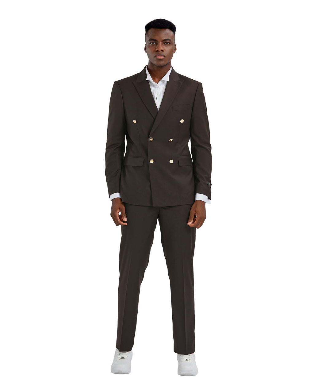 Mens Suit 2pc Double Breasted Solid Peak Lapel Suit  With Matching Pants For All Ocassions