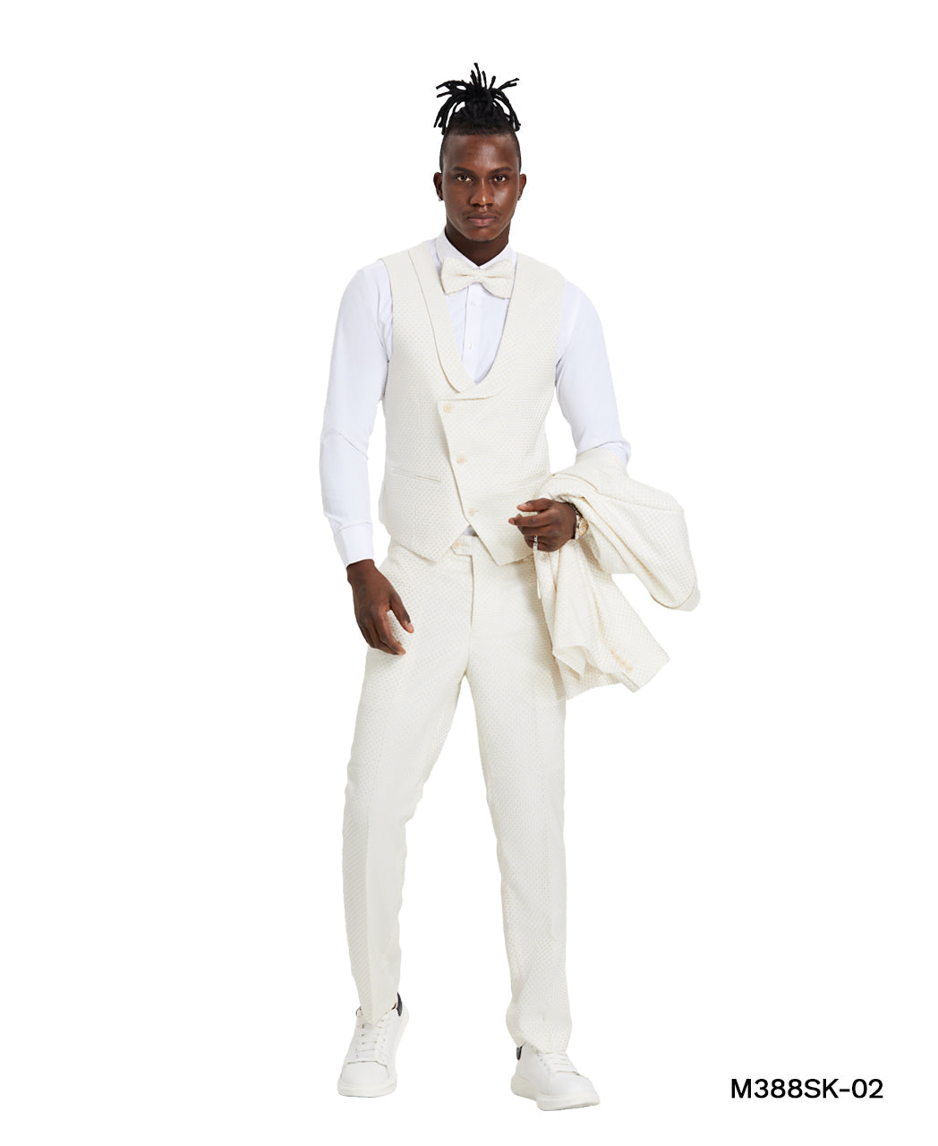 Men's Mint Polka Dot Suit With Matching Vest, Pants, & Bowtie
