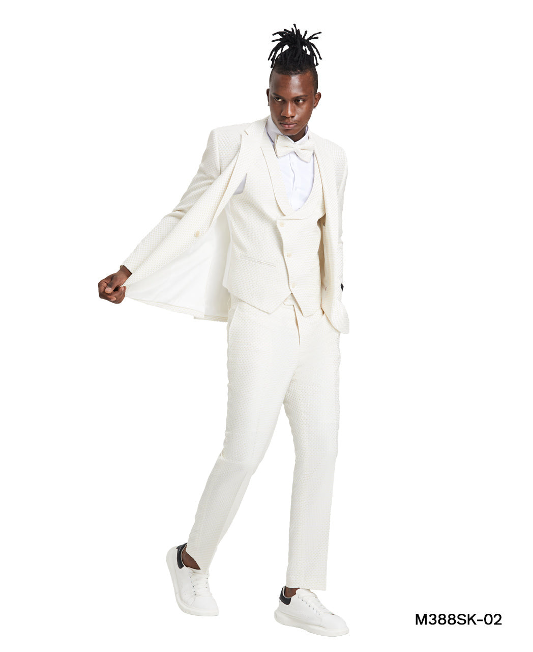 Men's Mint Polka Dot Suit With Matching Vest, Pants, & Bowtie