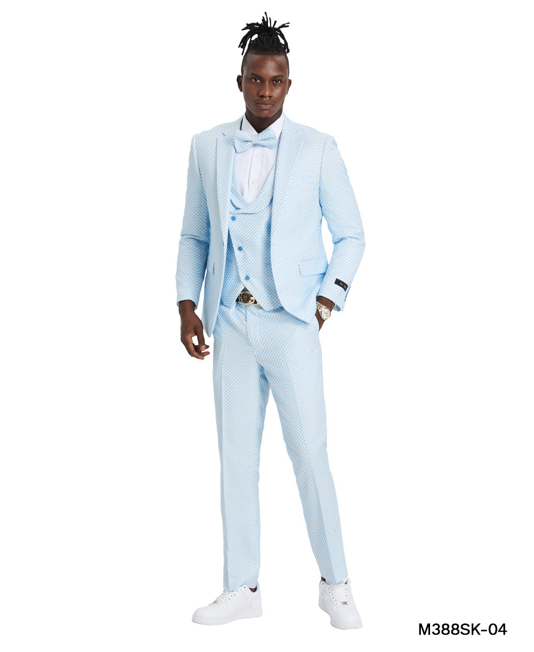 Men's Mint Polka Dot Suit With Matching Vest, Pants, & Bowtie