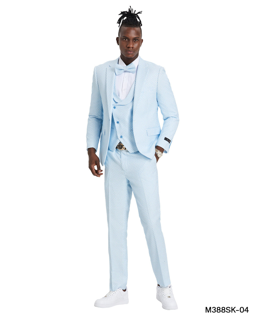 Men's Mint Polka Dot Suit With Matching Vest, Pants, & Bowtie