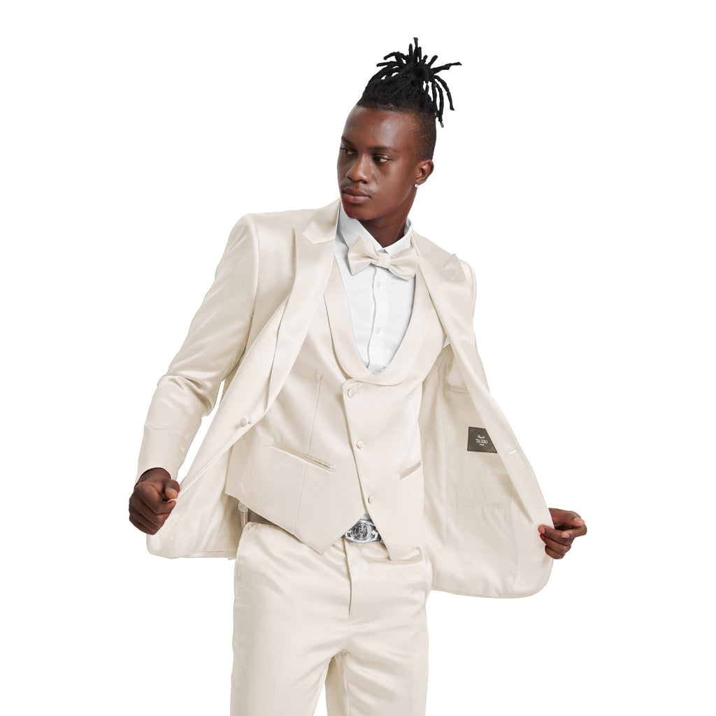 Lavender Solid Shiny U-Shape Vest Mens-suit