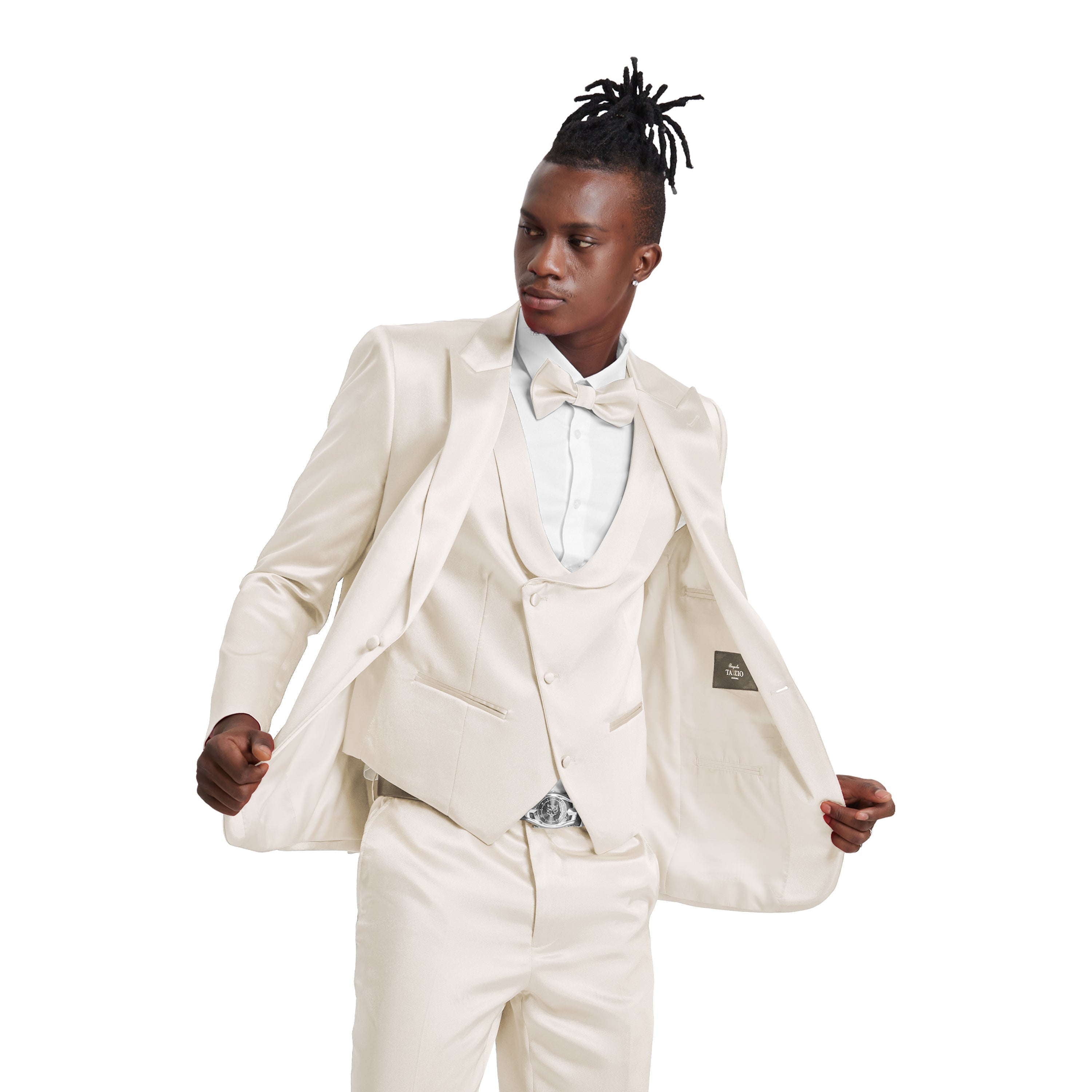 Lavender Solid Shiny U-Shape Vest Mens-suit