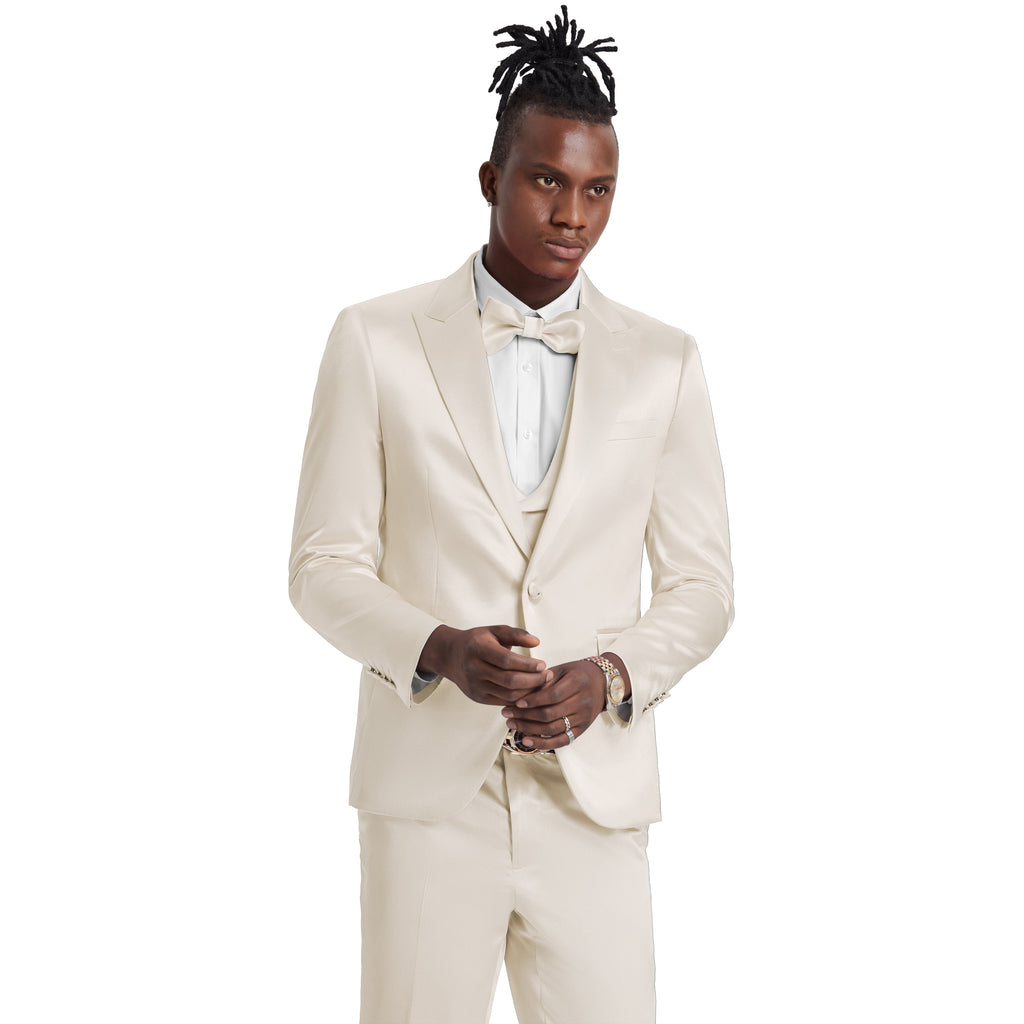 Lavender Solid Shiny U-Shape Vest Mens-suit