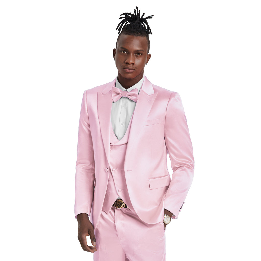 Lavender Solid Shiny U-Shape Vest Mens-suit