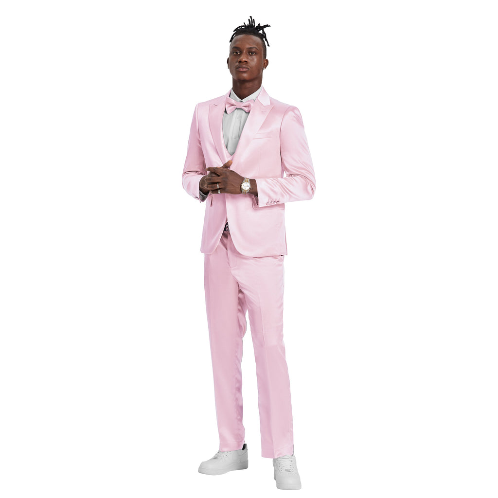 Lavender Solid Shiny U-Shape Vest Mens-suit