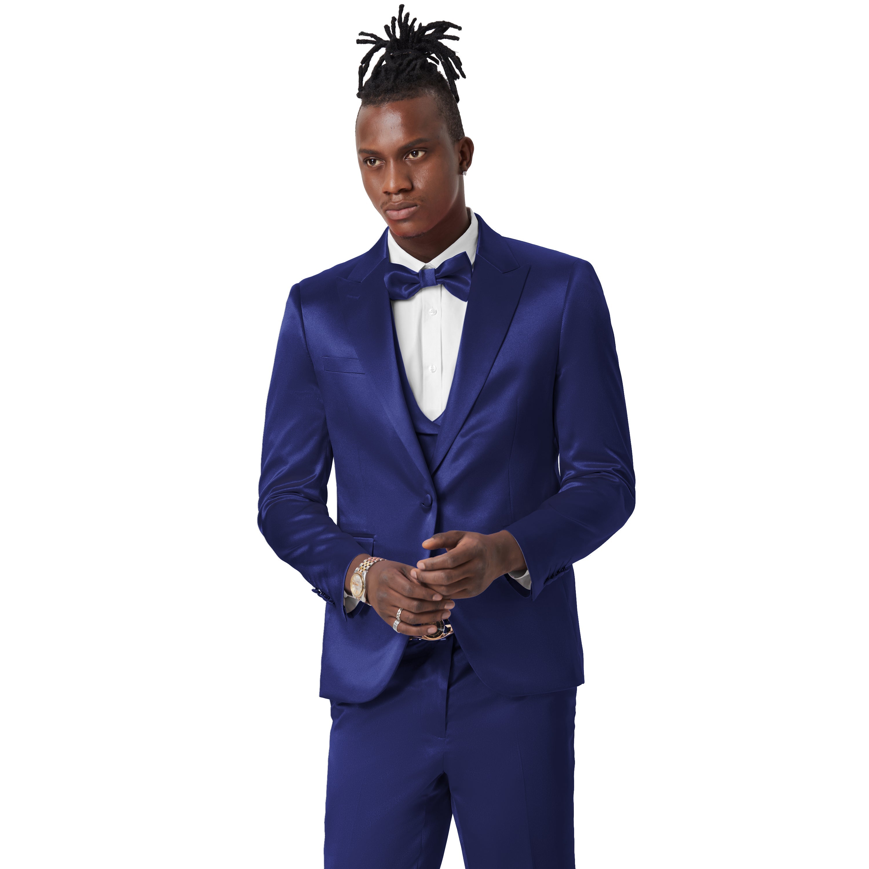 Lavender Solid Shiny U-Shape Vest Mens-suit