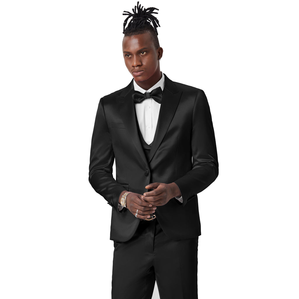 Lavender Solid Shiny U-Shape Vest Mens-suit