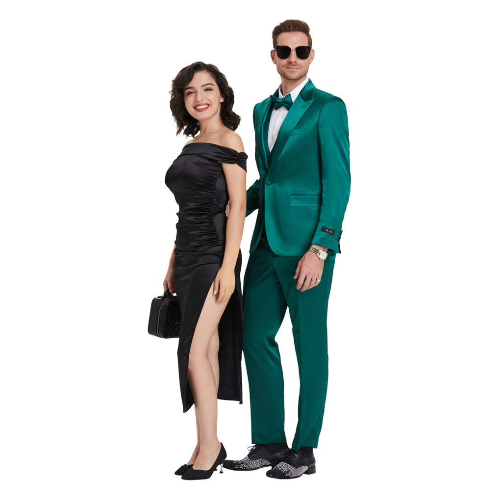 Lavender Solid Shiny U-Shape Vest Mens-suit