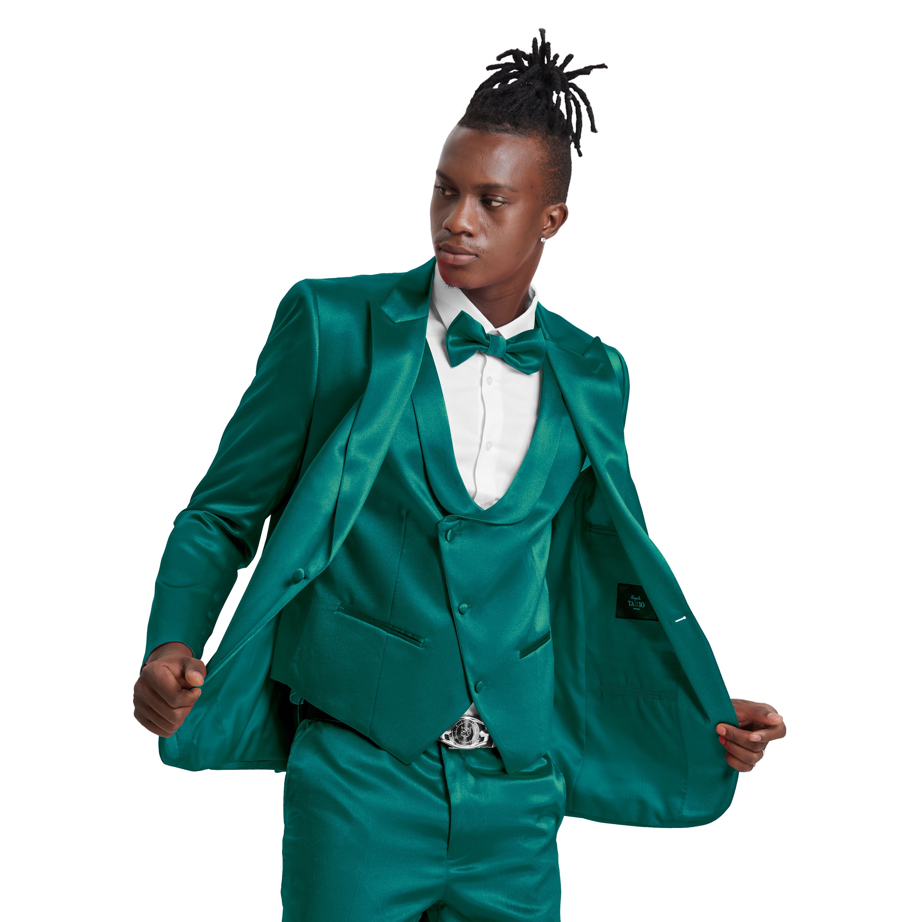 Lavender Solid Shiny U-Shape Vest Mens-suit