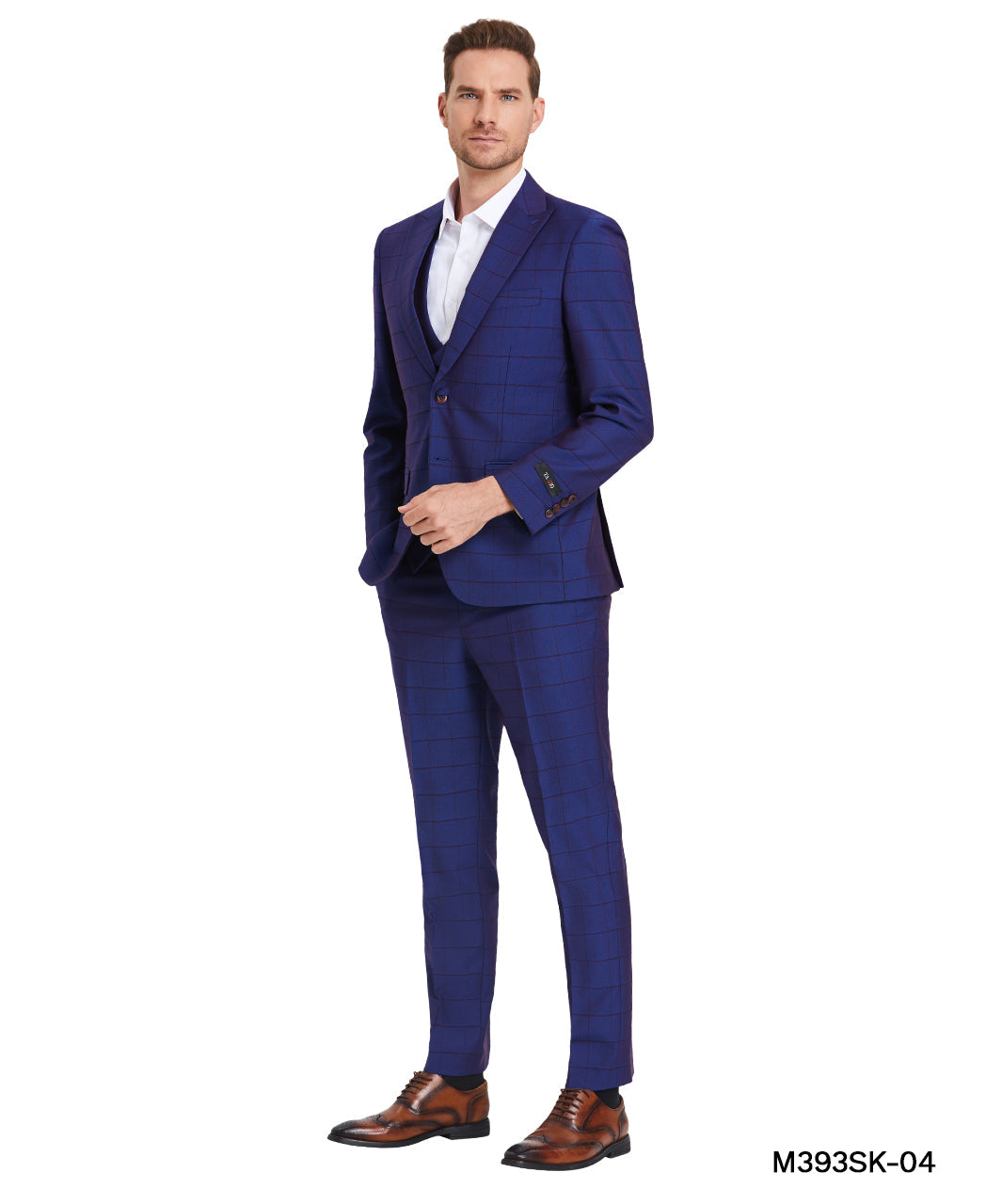 Gunmetal Grey Winndow Plaid - Double Breast U-Shape Vest Mens-suit