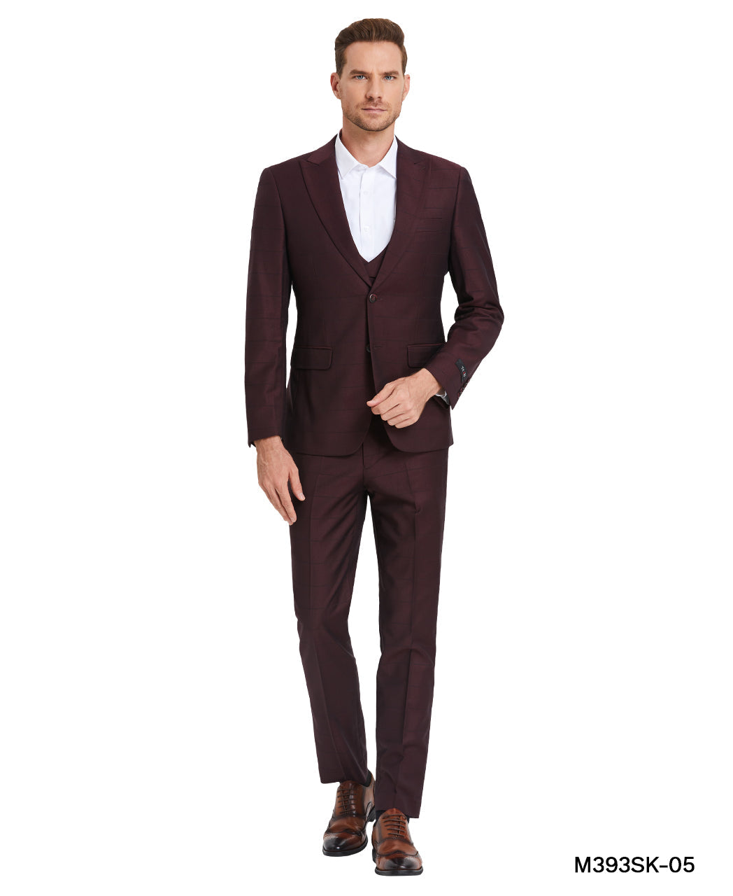 Gunmetal Grey Winndow Plaid - Double Breast U-Shape Vest Mens-suit