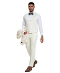 Men's Suit 3pc Paisley Satin Shawl Lapel With Matching Solid Satin Pants Collared Vest For All Occasions