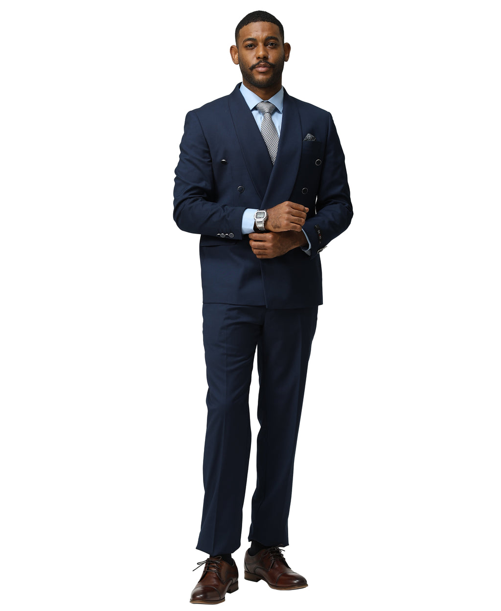 Men's Suit 3pc Solid Double Breasted Big Satin Shawl Lapel With Matching Solid Pants For All Occasions