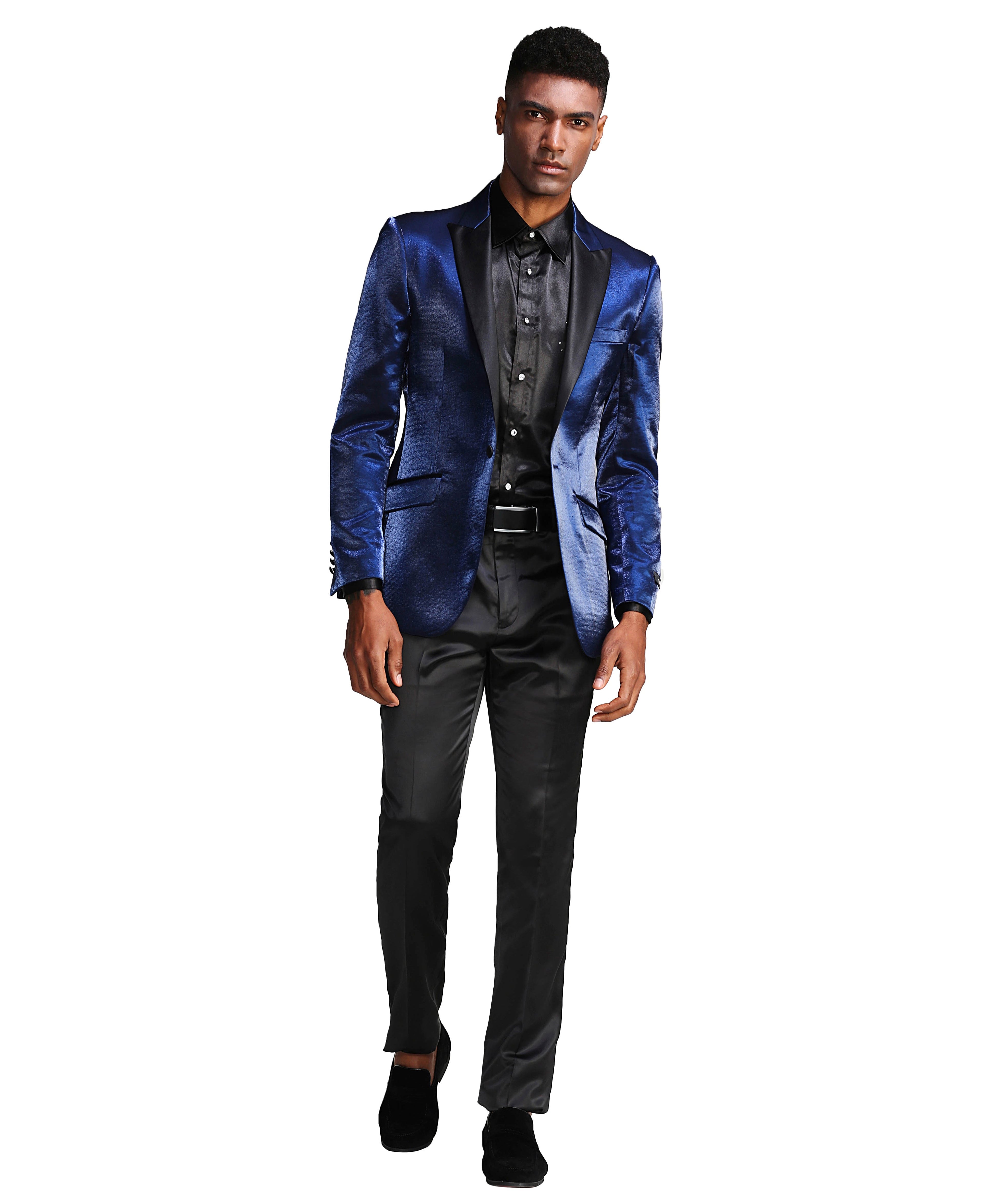 Mens Satin Peak Lapel Brushed Pattern Blazer Only For All Occasions