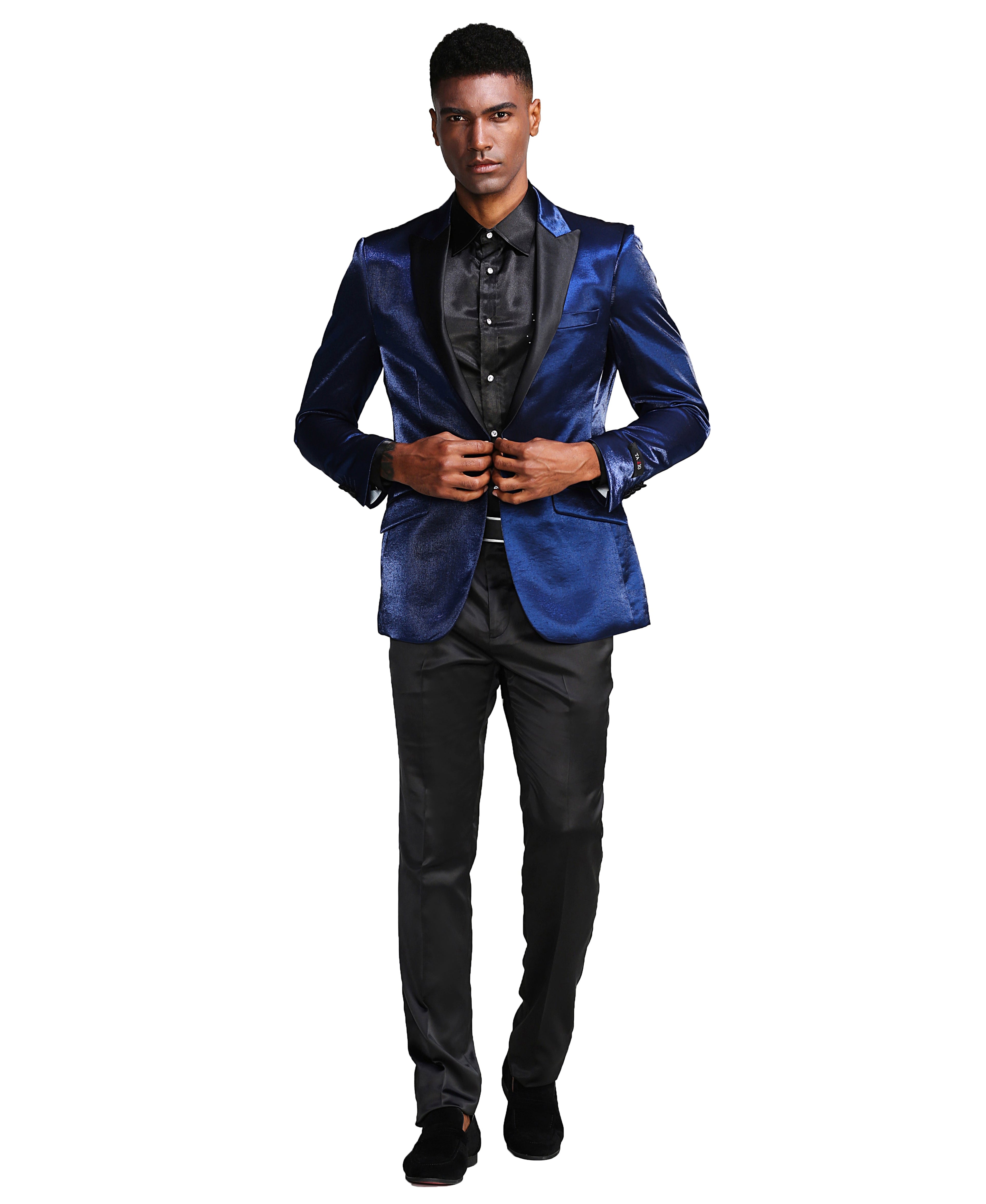 Mens Satin Peak Lapel Brushed Pattern Blazer Only For All Occasions