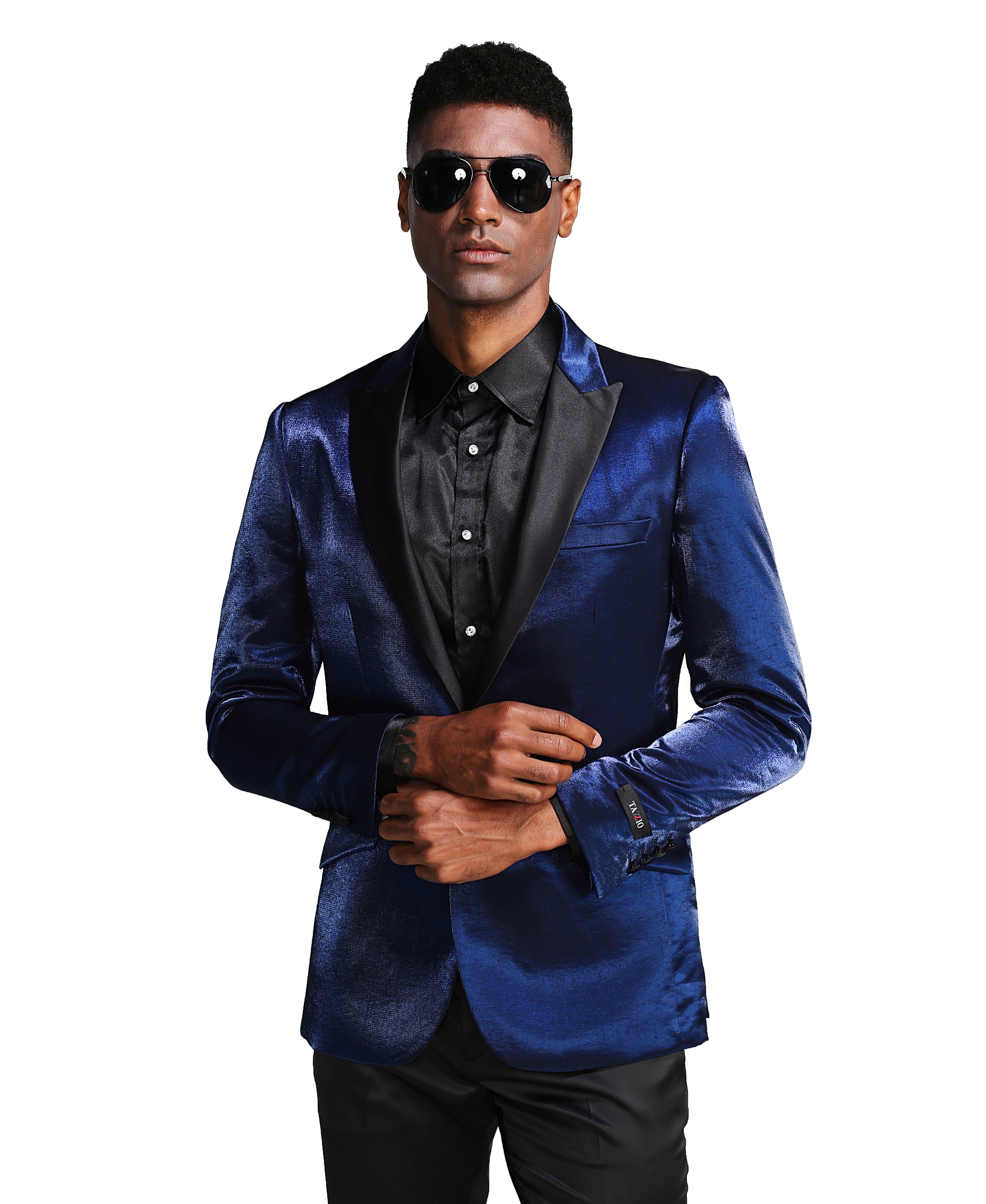 Mens Satin Peak Lapel Brushed Pattern Blazer Only For All Occasions