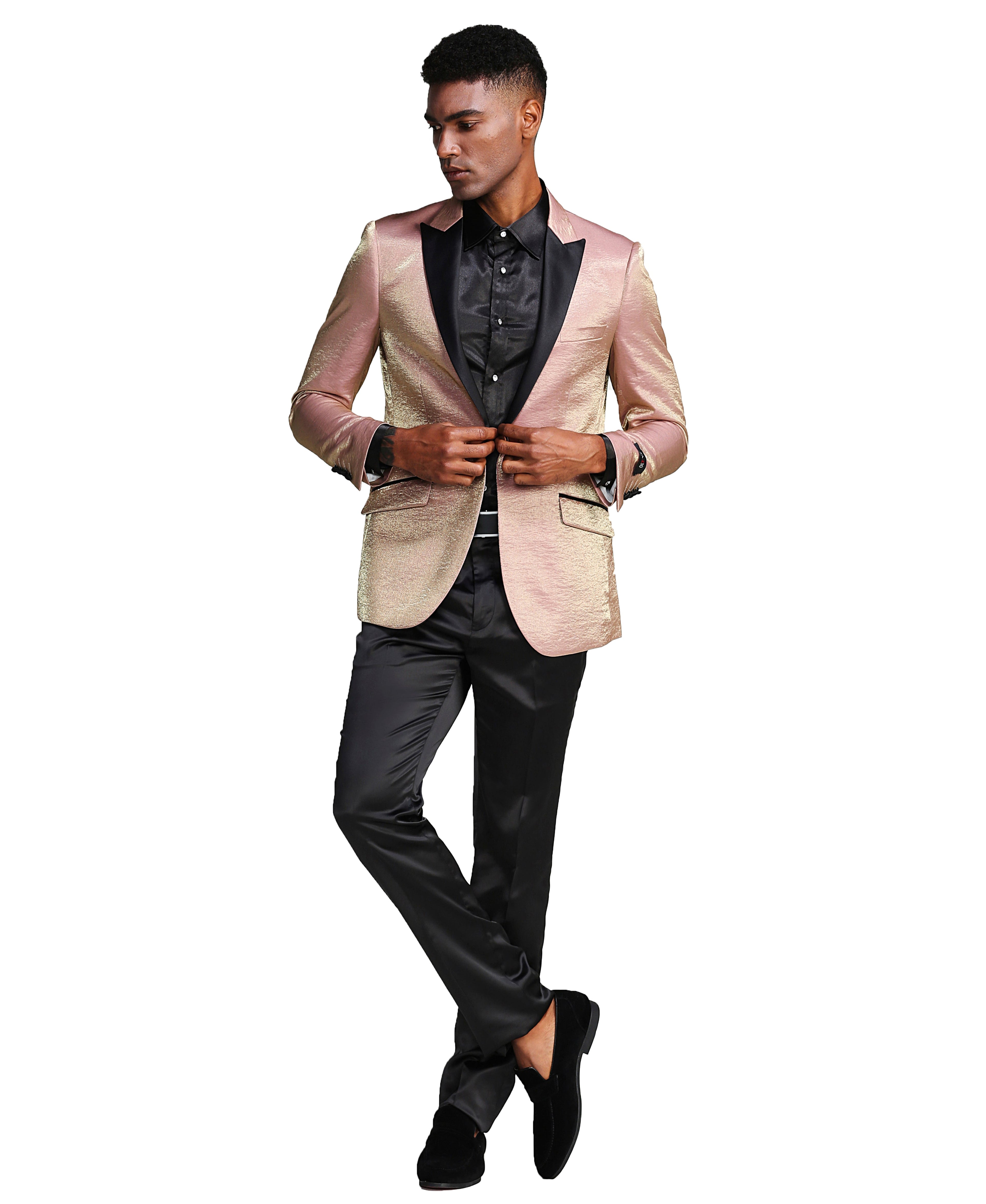 Mens Satin Peak Lapel Brushed Pattern Blazer Only For All Occasions