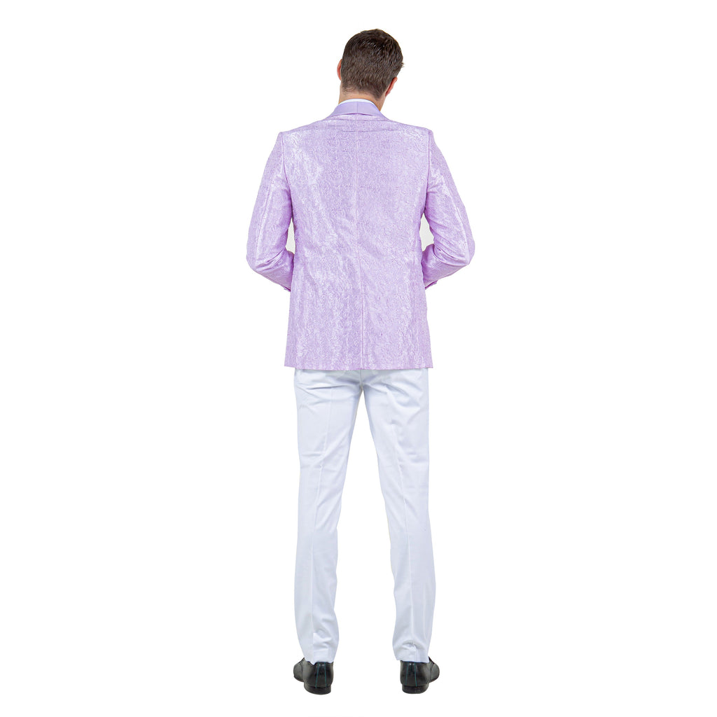 Mens Slim-Fit Solid Paisley Blazer Only w/ Shawl Collar