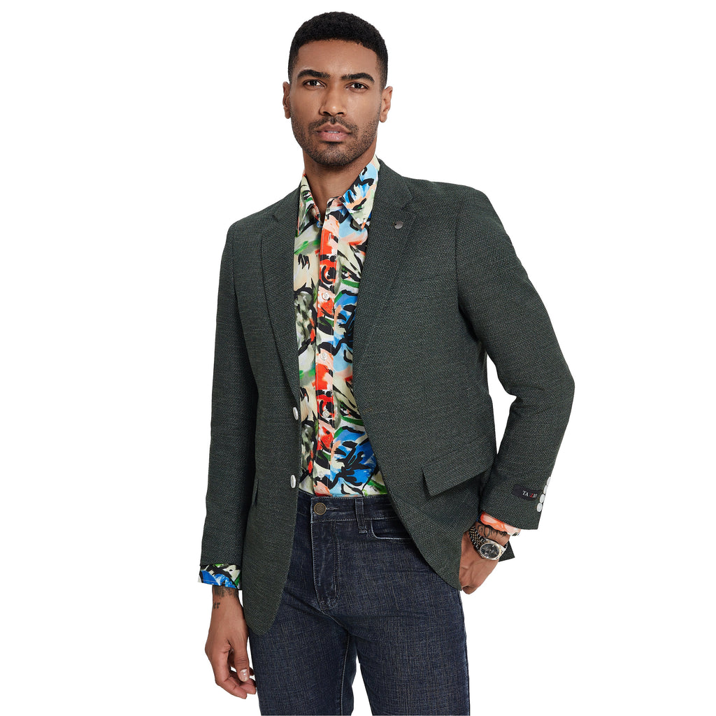 Men's Solid Textured Slim-Fit Blazer w/ Notch Lapel