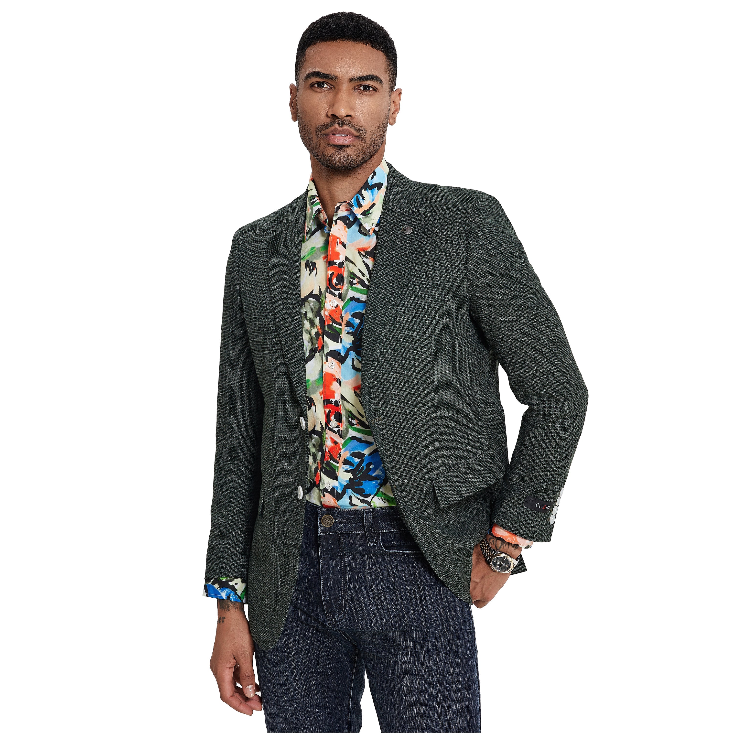 Men's Solid Textured Slim-Fit Blazer w/ Notch Lapel