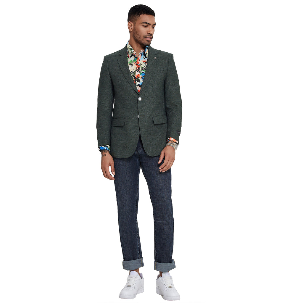 Men's Solid Textured Slim-Fit Blazer w/ Notch Lapel