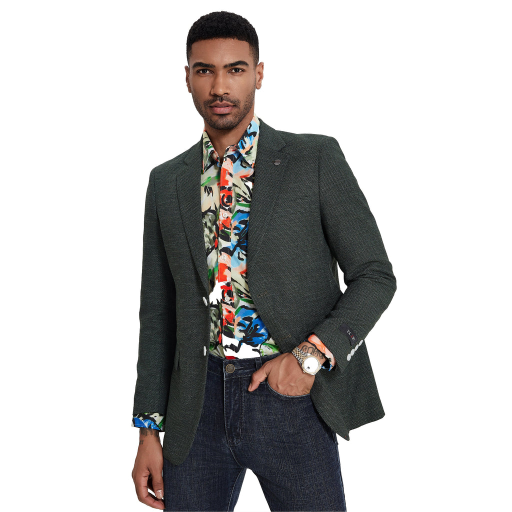 Men's Solid Textured Slim-Fit Blazer w/ Notch Lapel