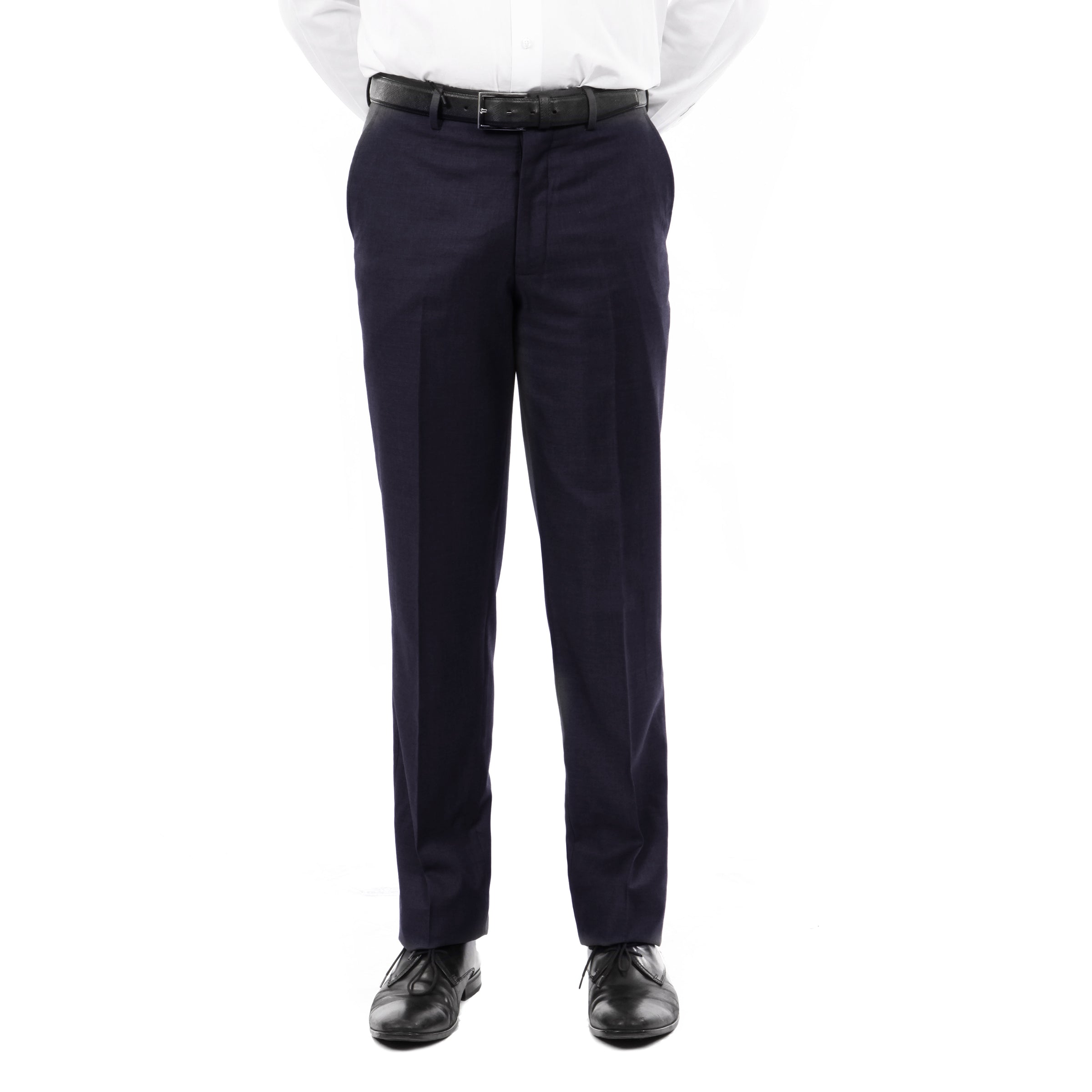 Slim Fit Hemmed Bottom Dress Pants Solid Black