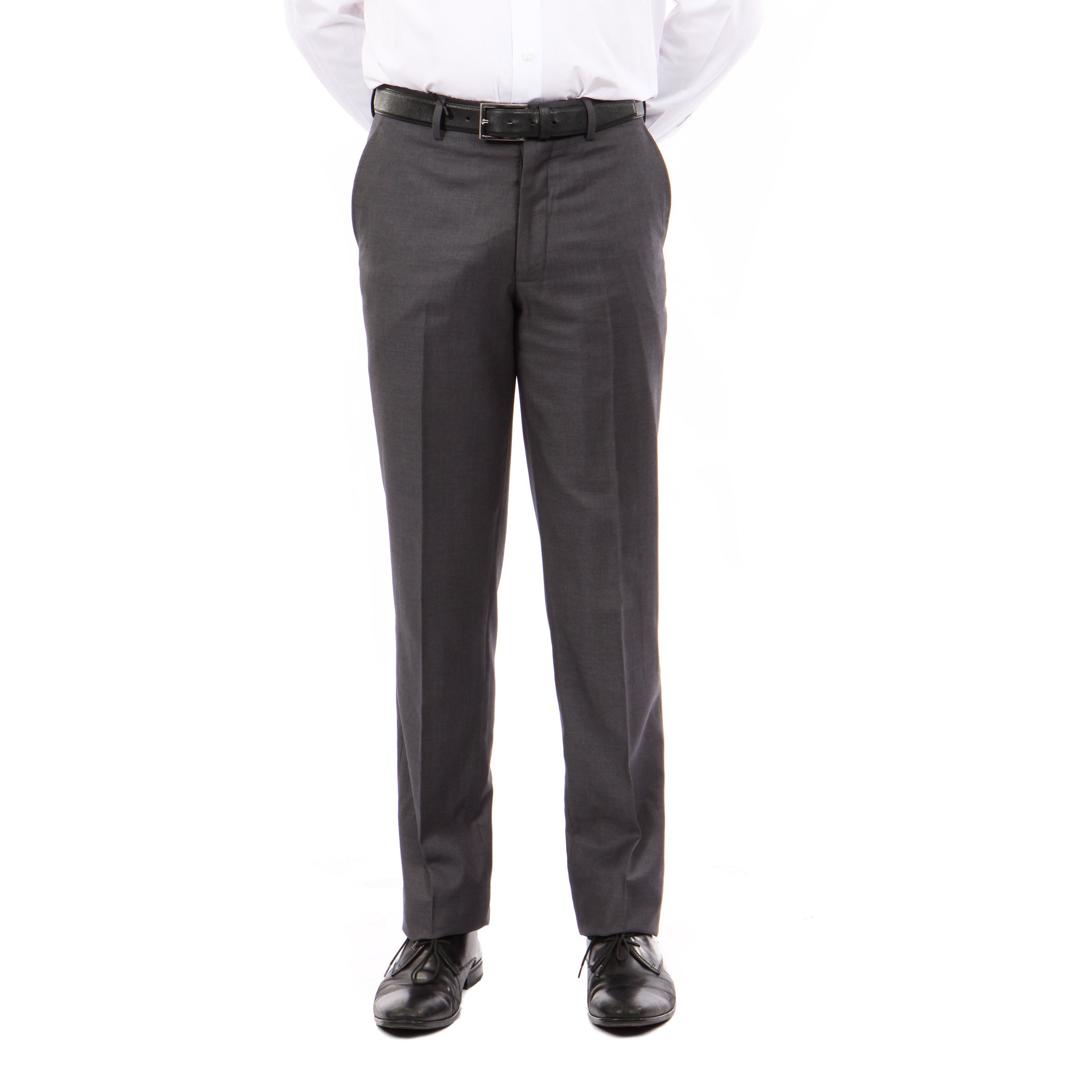 Slim Fit Hemmed Bottom Dress Pants Solid Black