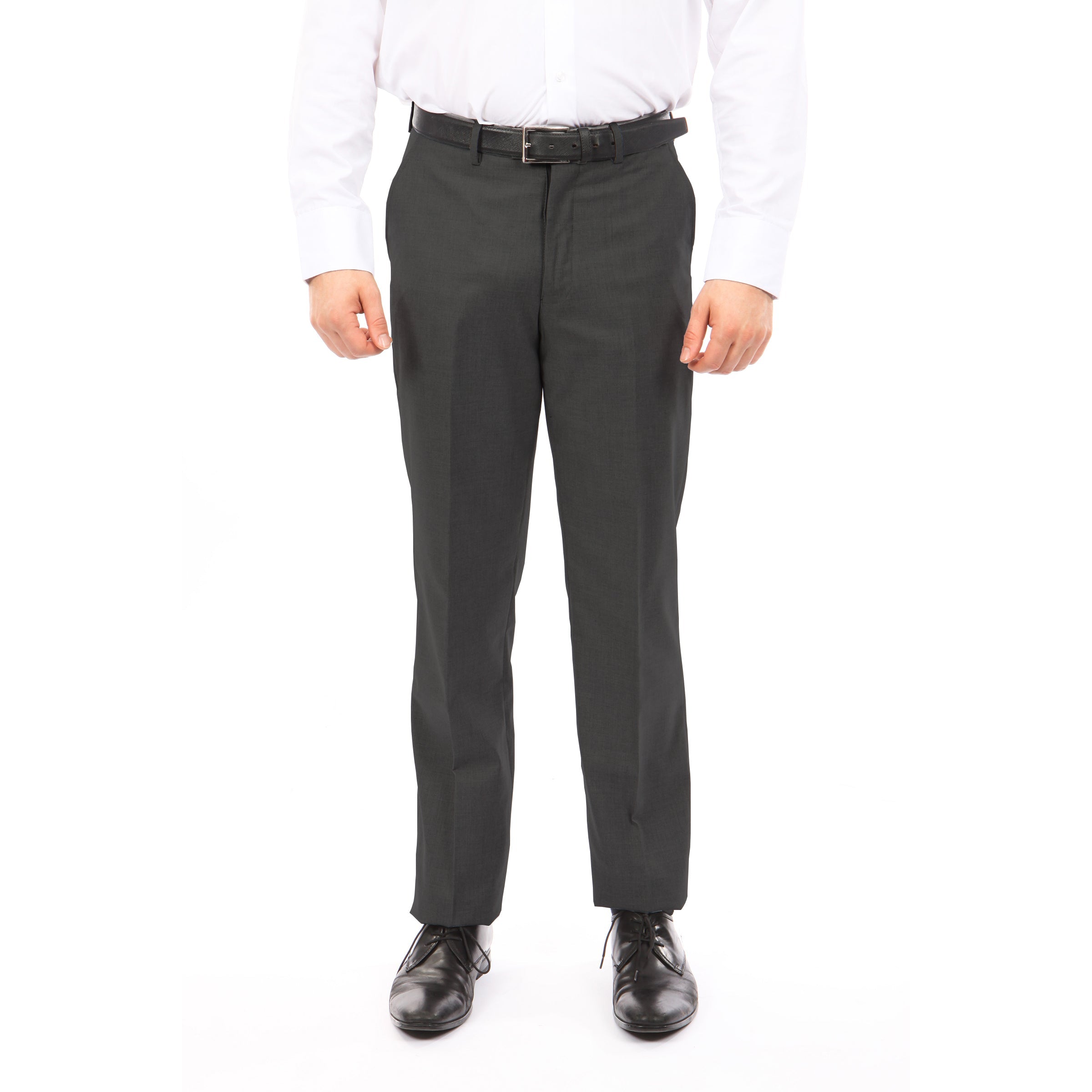 Slim Fit Hemmed Bottom Dress Pants Solid Black