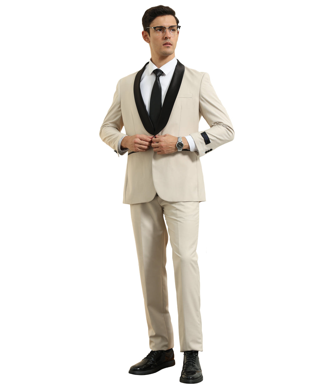 Men's Tuxedo 2pc Solid Satin Shawl Collar With Matching Solid Pants For All Occasions