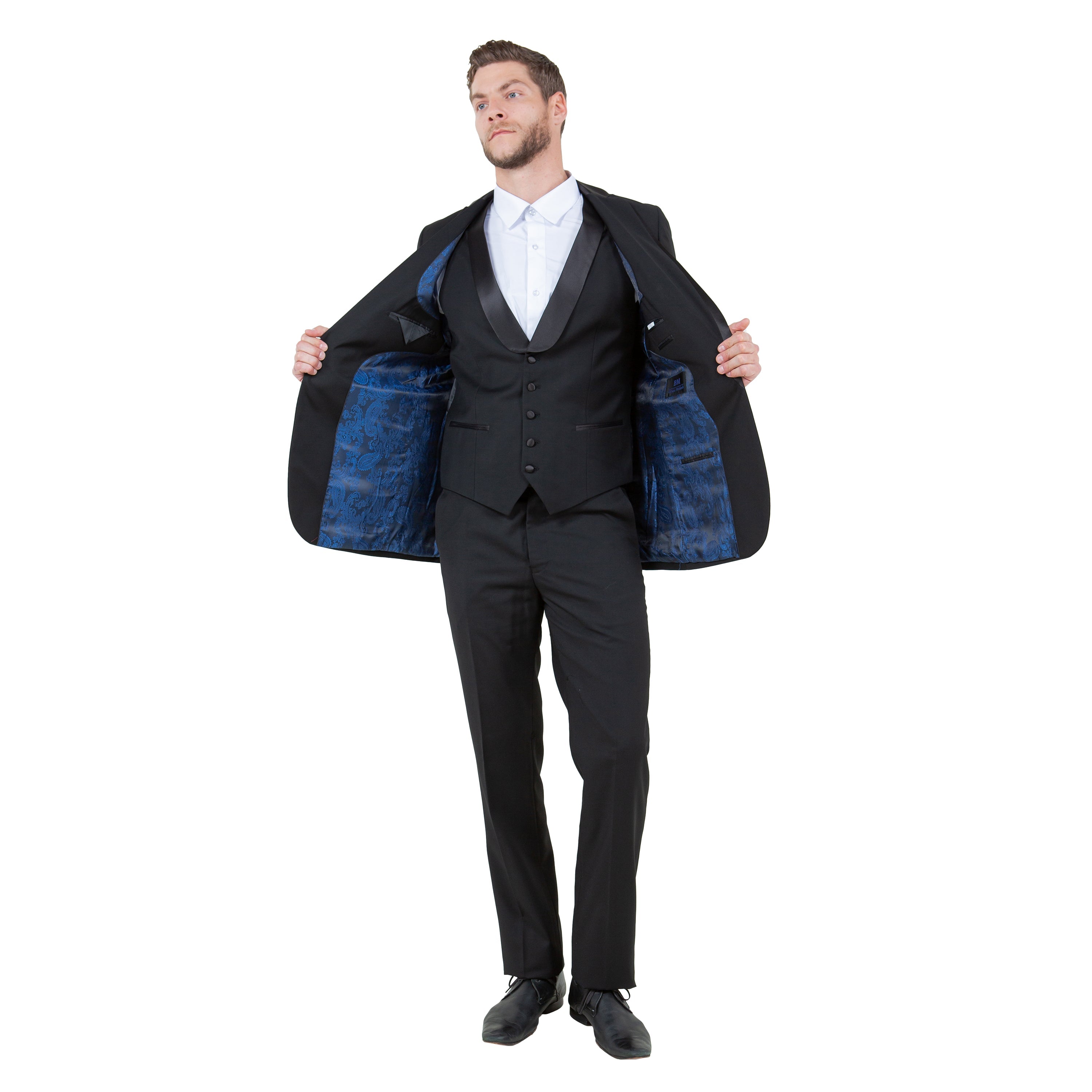 Men's 3pc Tuxedo w/ Satin Shawl Collar & Expandable Clip Pants
