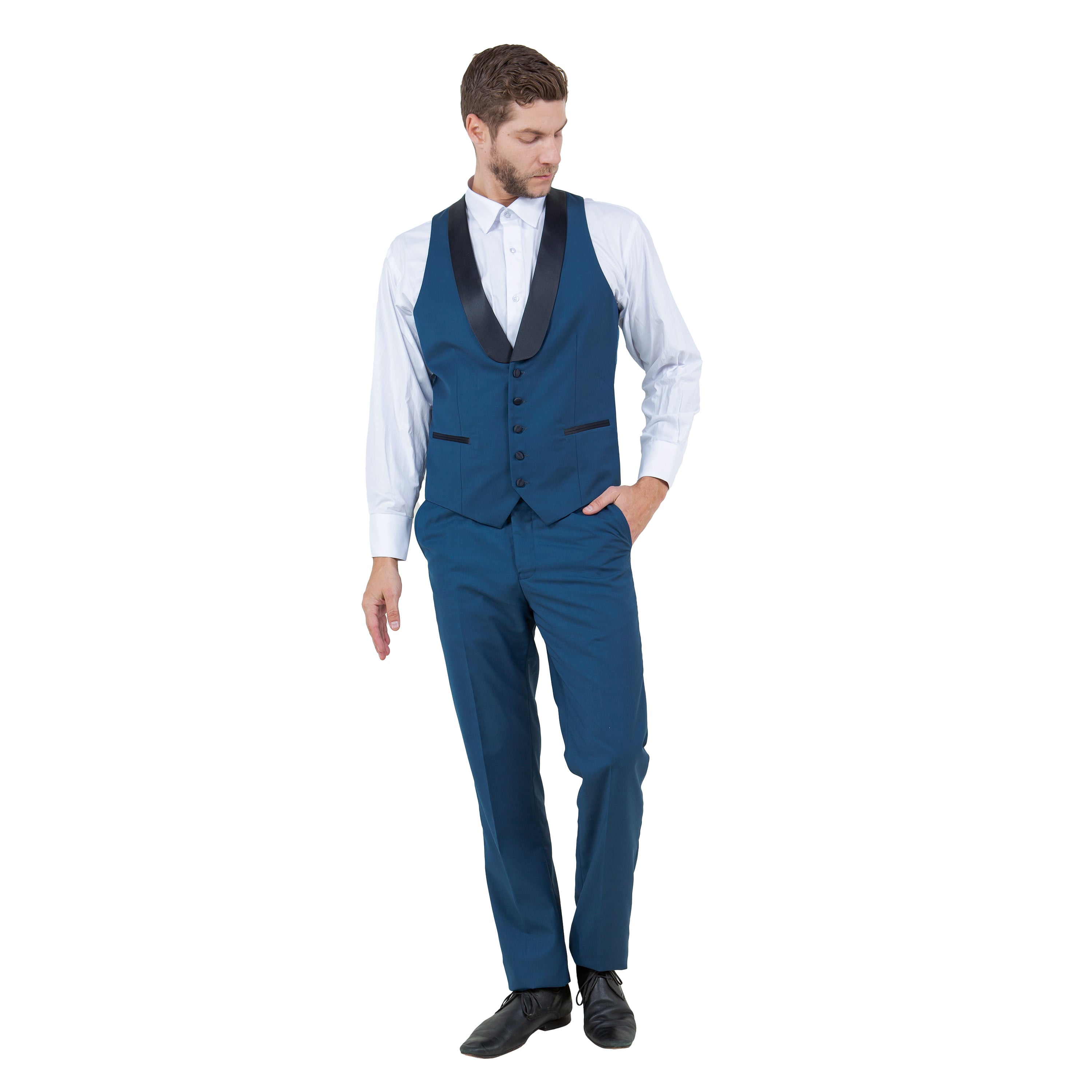 Men's 3pc Tuxedo w/ Satin Shawl Collar & Expandable Clip Pants
