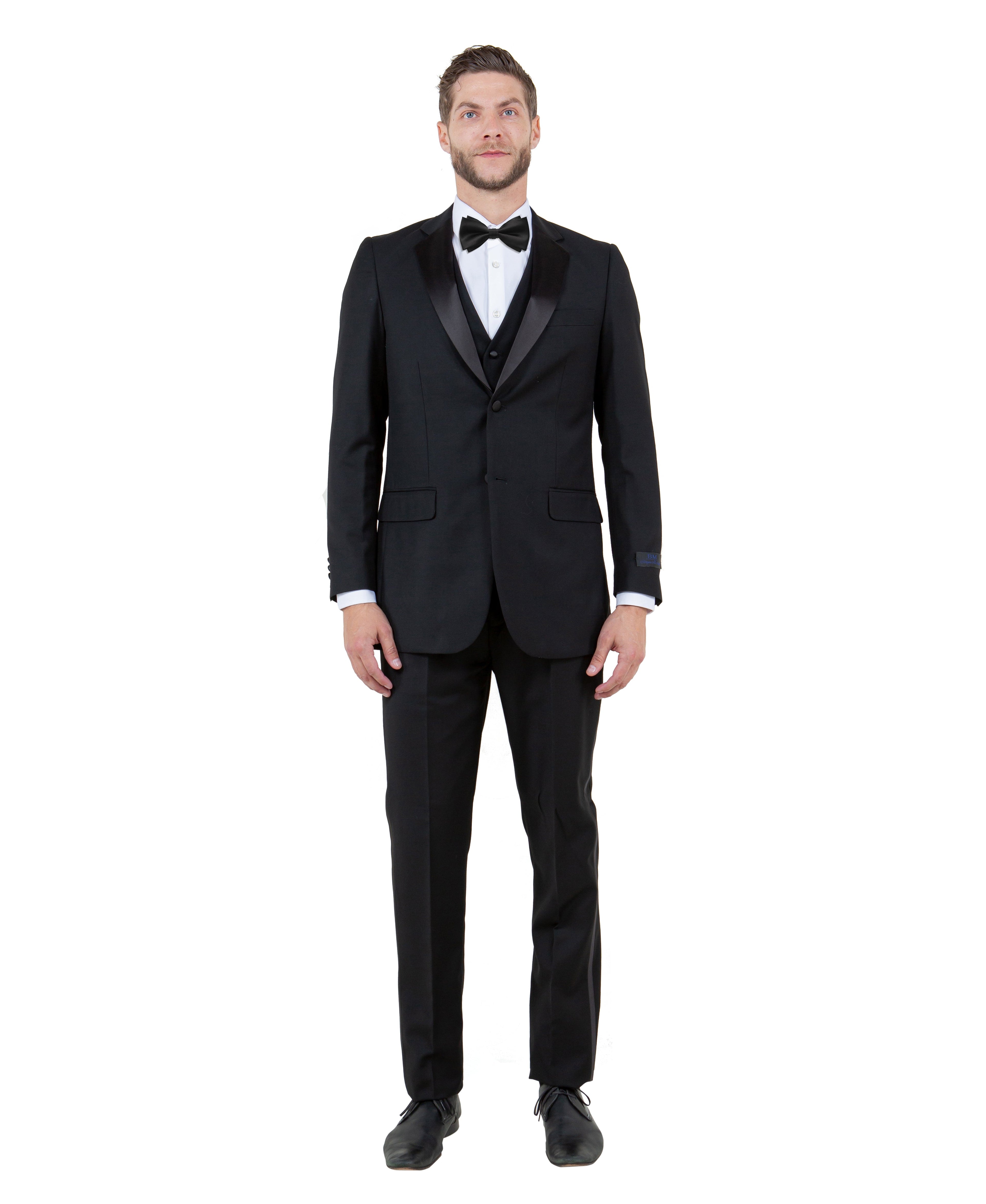 Mens Tuxedo Bryan Michaels Modern Fit Two Button Jacket with Satin Peak Lapel & Matching Pants