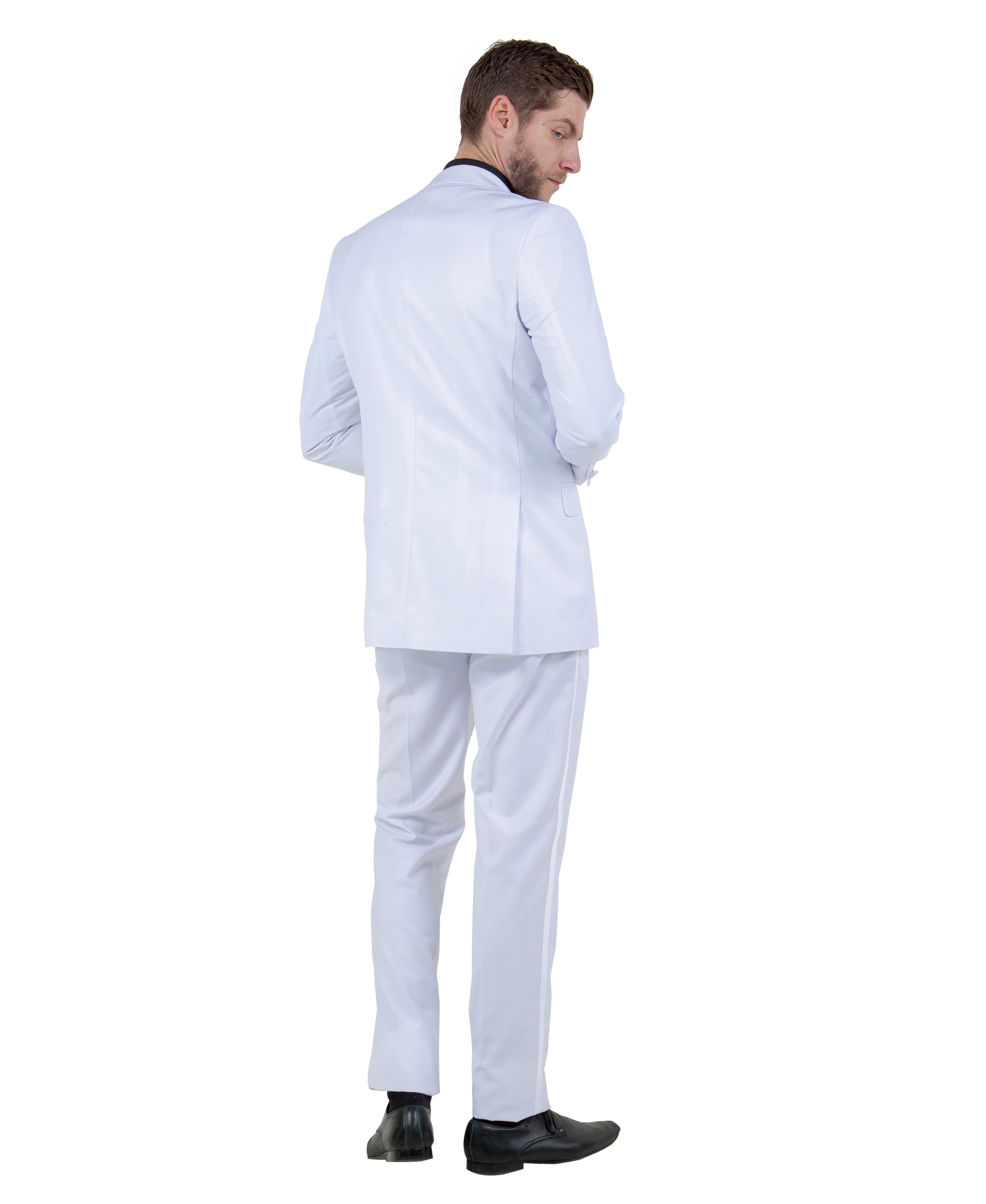 Mens Tuxedo Bryan Michaels Modern Fit Two Button Jacket with Satin Peak Lapel & Matching Pants