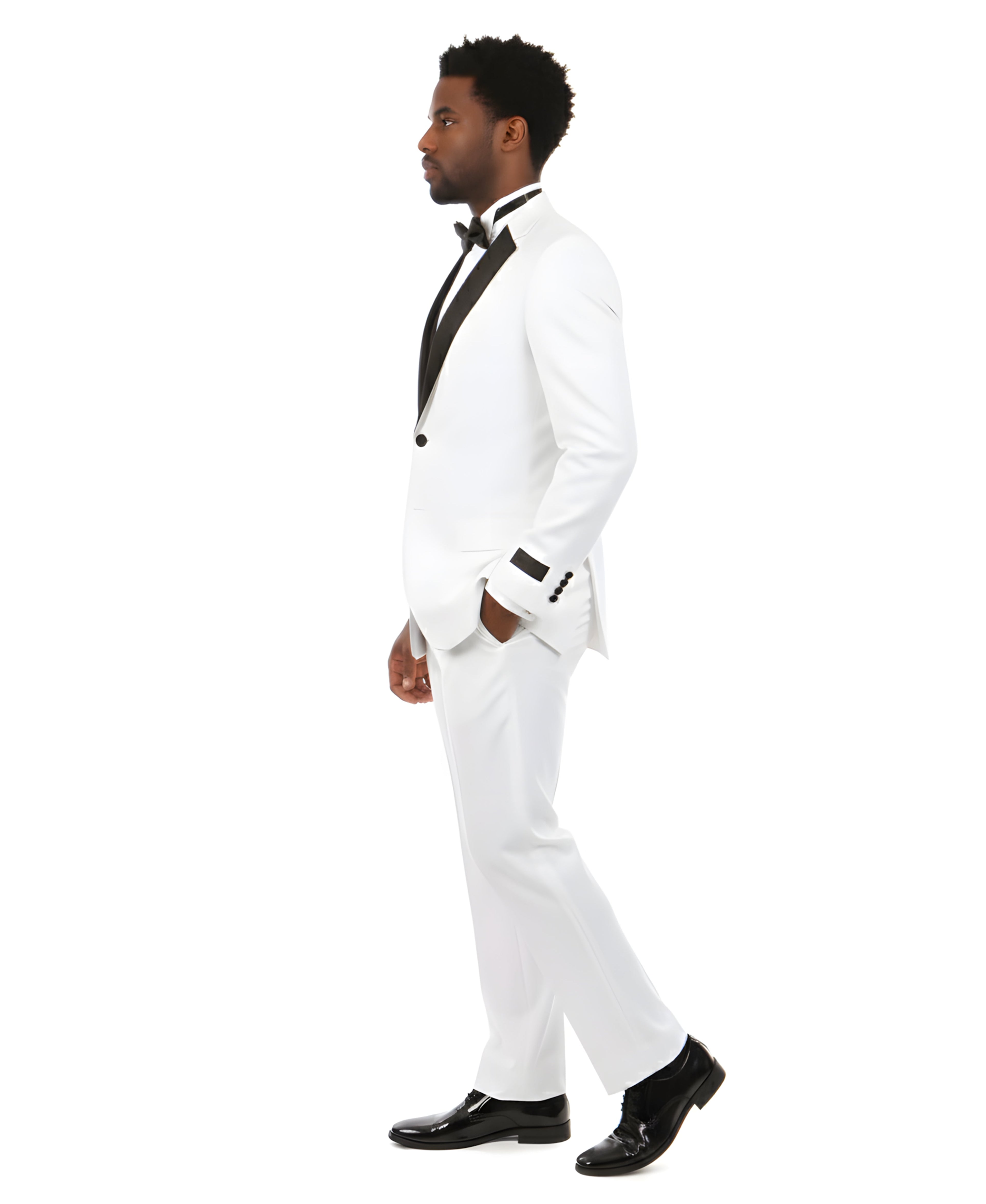 Mens Tuxedo Bryan Michaels Modern Fit Two Button Jacket with Satin Peak Lapel & Matching Pants
