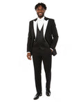 Mens Tuxedo Bryan Michaels Modern Fit Two Button Jacket with Satin Peak Lapel & Matching Pants