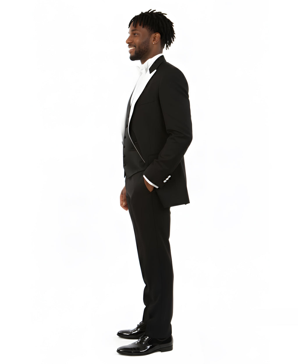 Mens Tuxedo Bryan Michaels Modern Fit Two Button Jacket with Satin Peak Lapel & Matching Pants