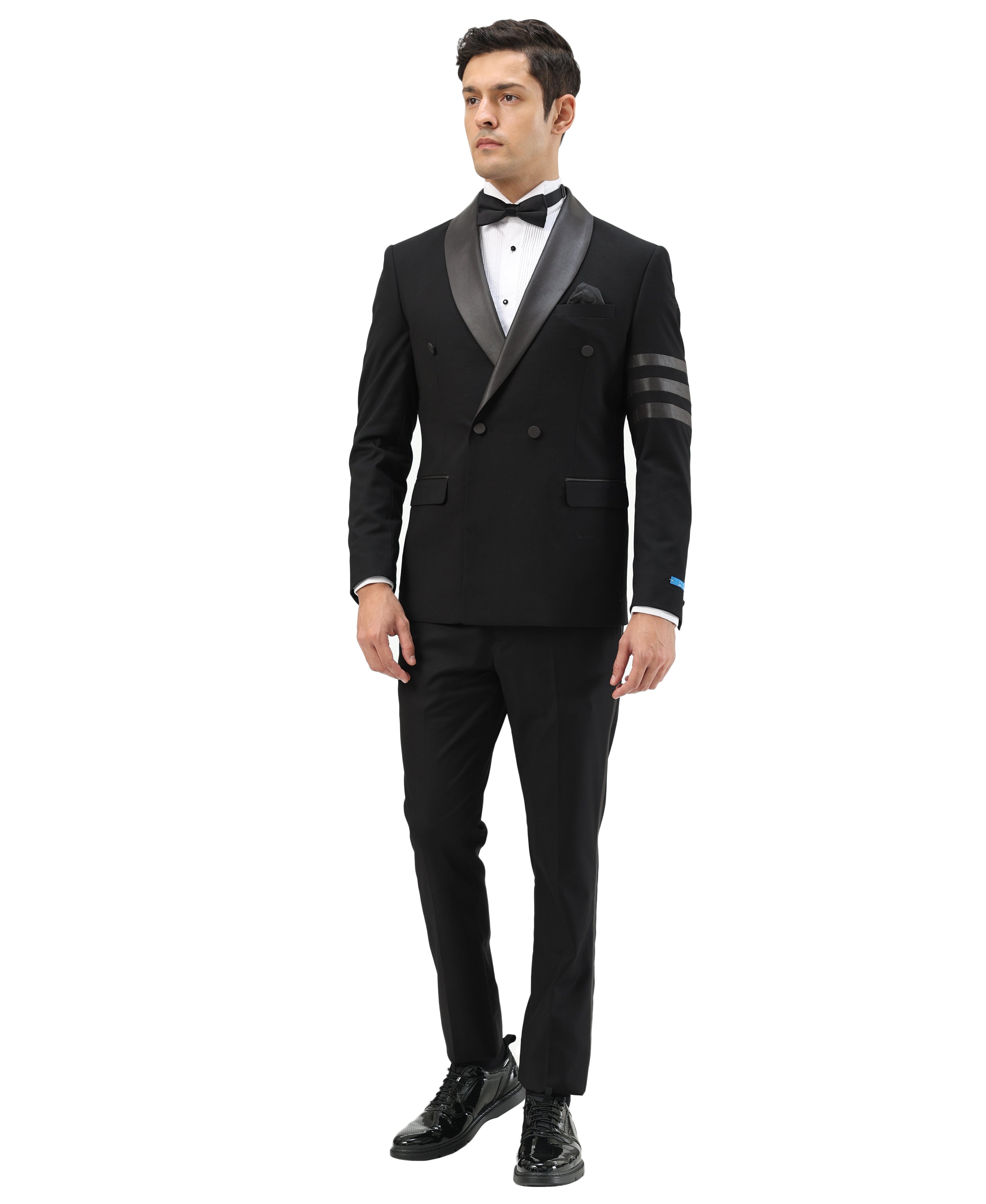 Men's Tuxedo 2pc Double Breasted Solid Satin Shawl Lapel With Matching Solid Satin Pants For All Occasions