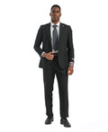Mens Suit 2pc Black Slim Fit Notch Lapel Suits