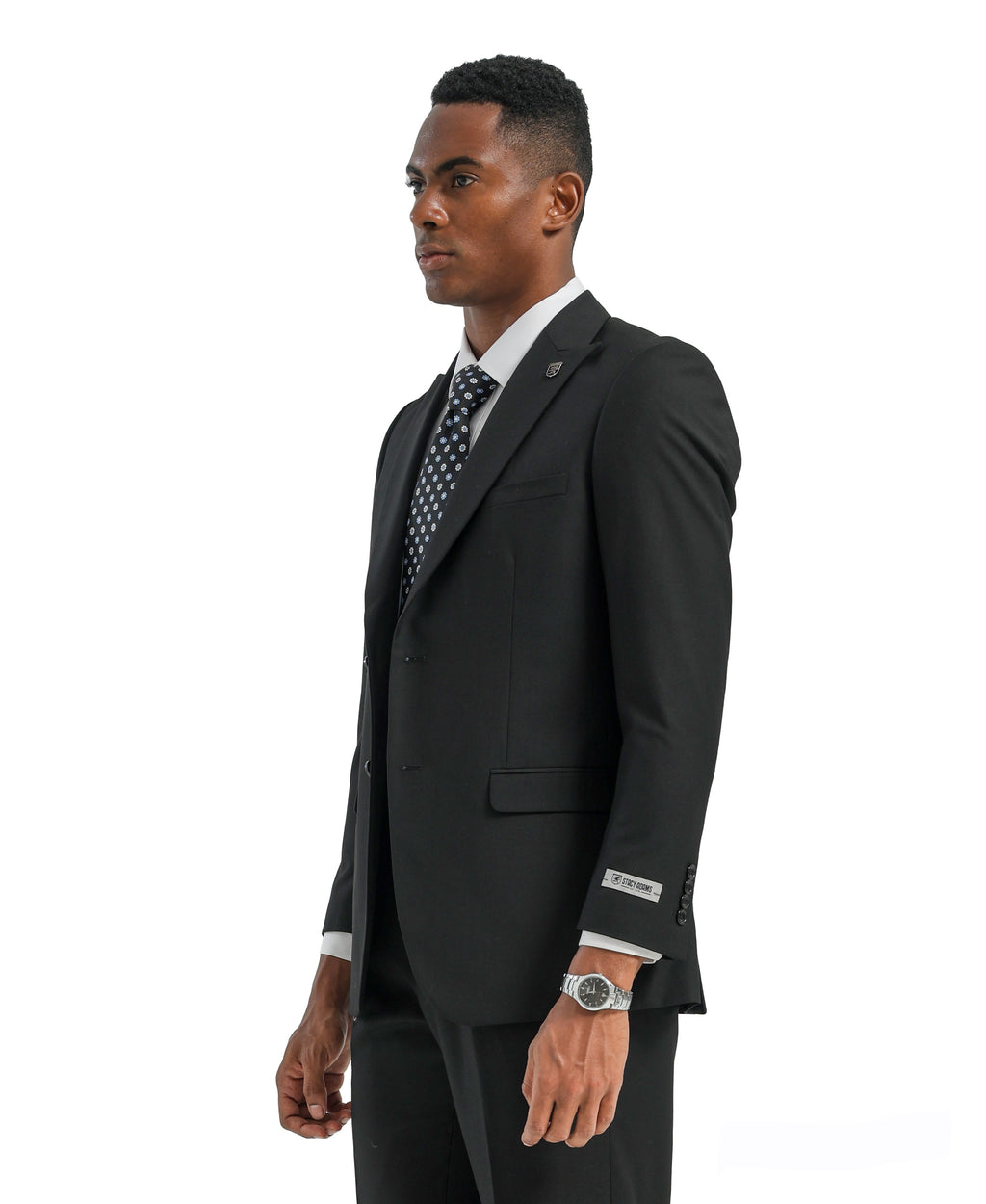 Mens Suit 2pc Black Slim Fit Notch Lapel Suits