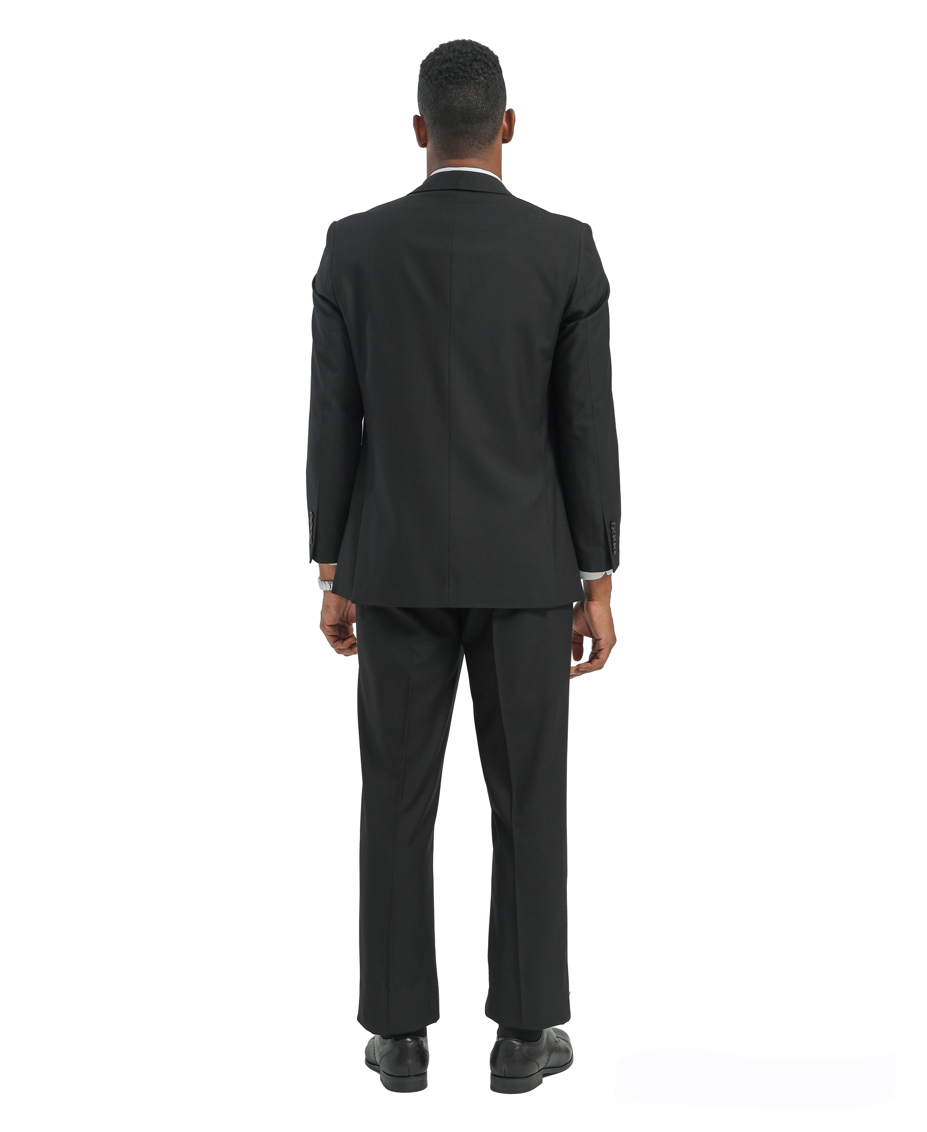 Mens Suit 2pc Black Slim Fit Notch Lapel Suits