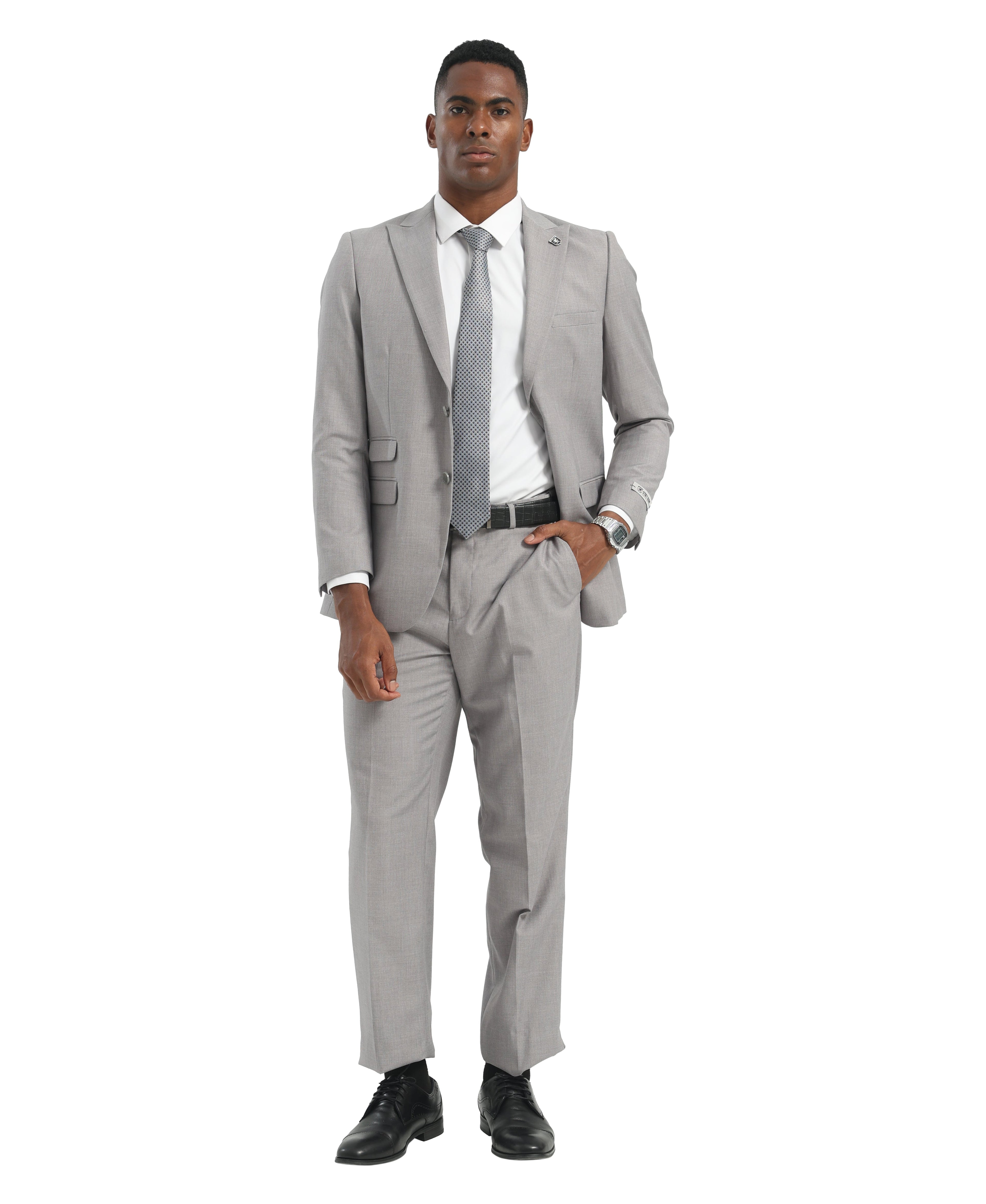 Mens Suit 2pc Black Slim Fit Notch Lapel Suits
