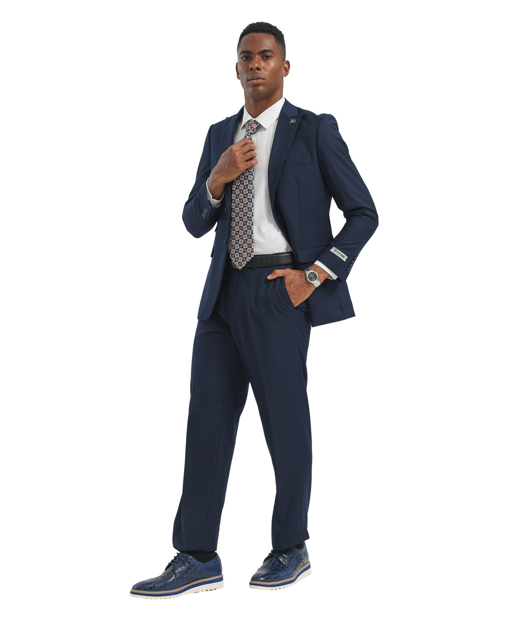 Mens Suit 2pc Black Slim Fit Notch Lapel Suits