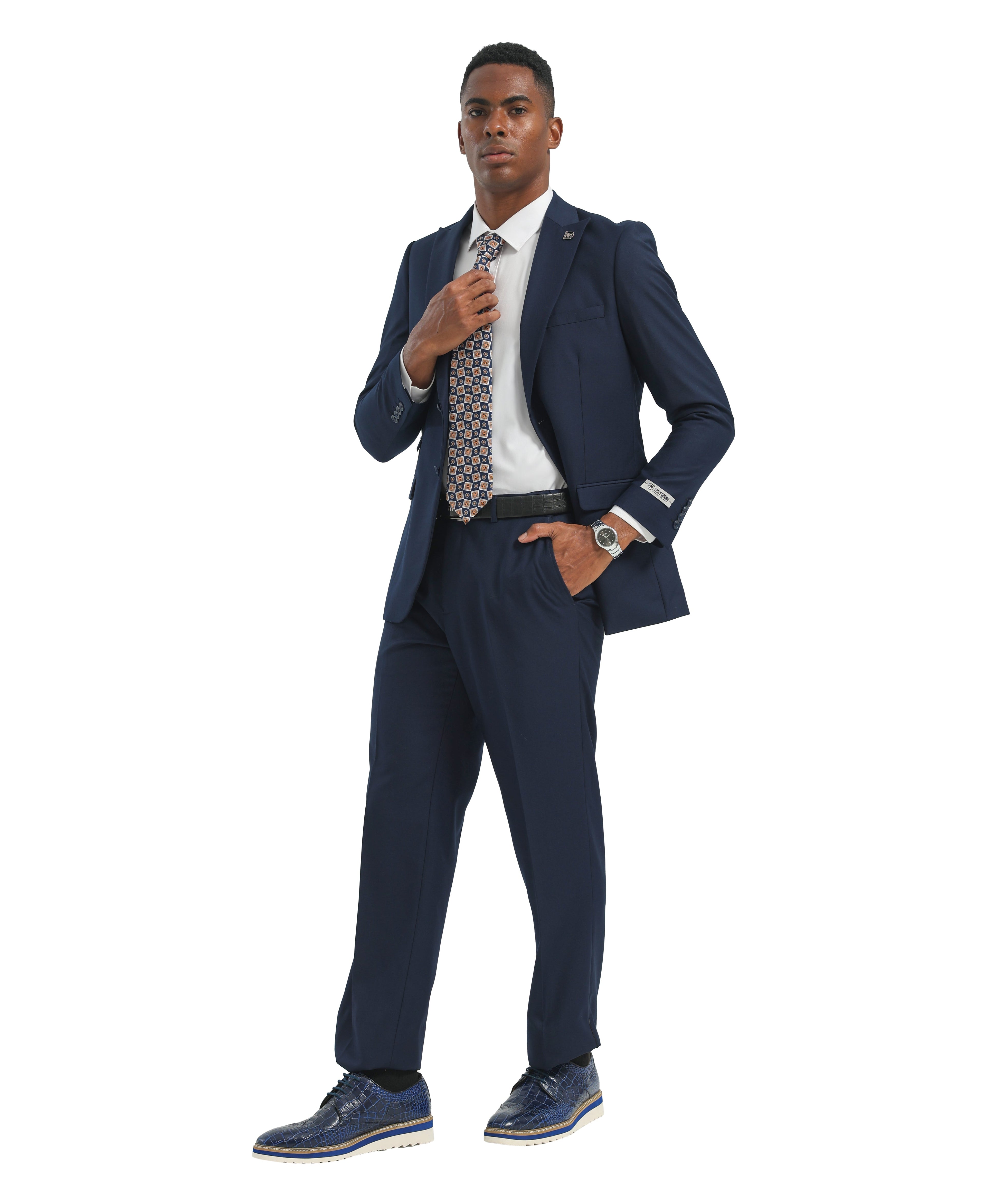 Mens Suit 2pc Black Slim Fit Notch Lapel Suits