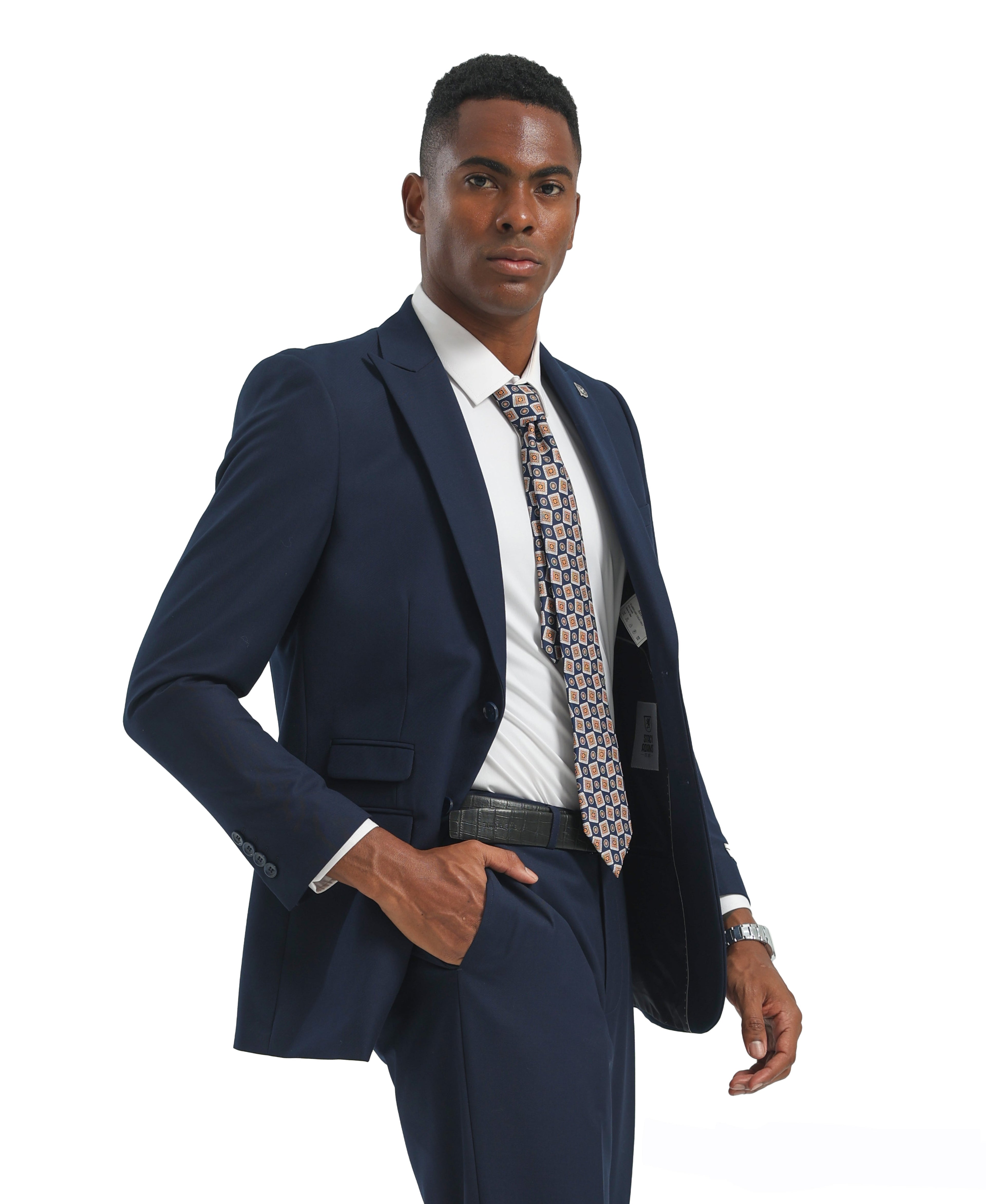 Mens Suit 2pc Black Slim Fit Notch Lapel Suits