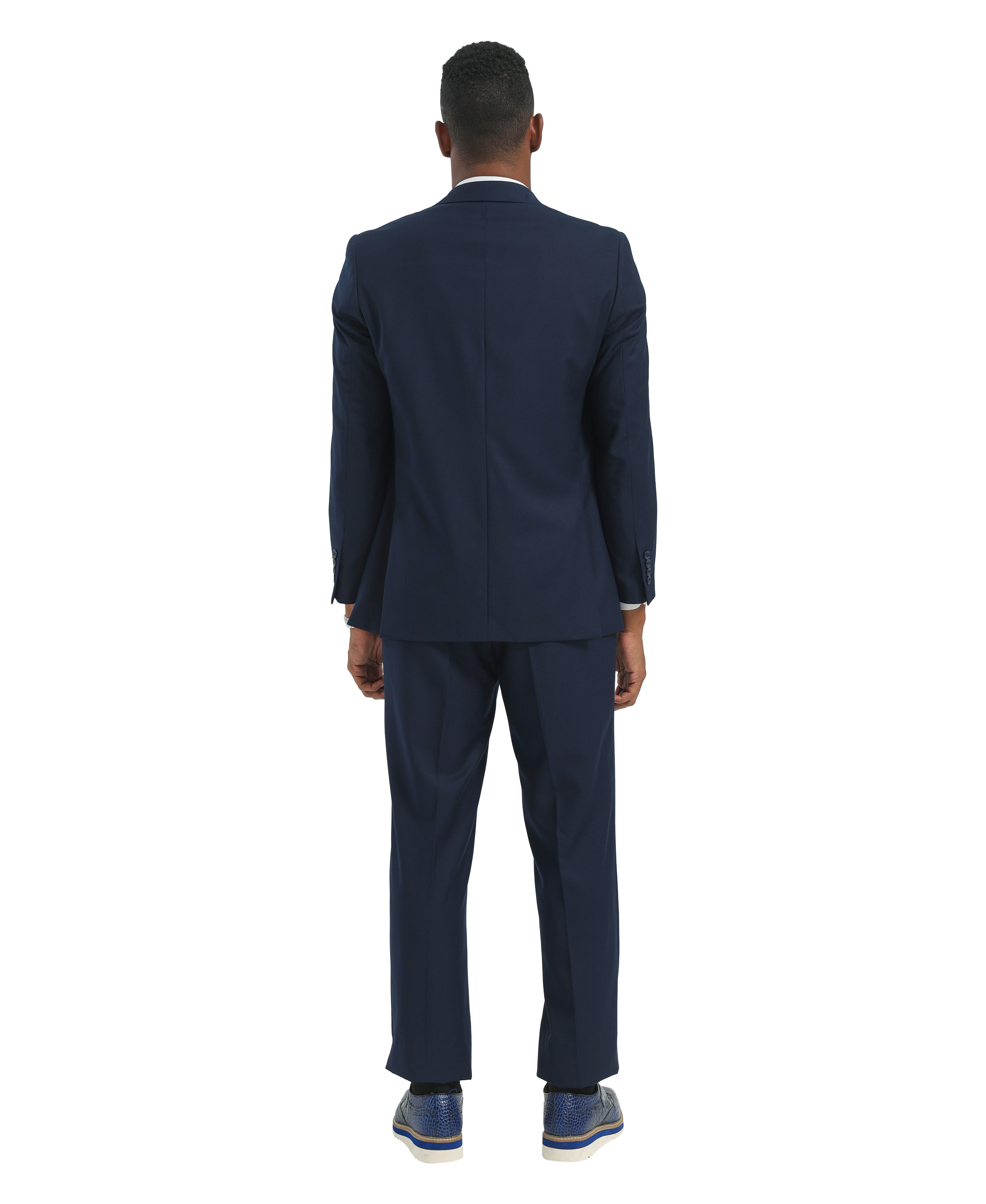 Mens Suit 2pc Black Slim Fit Notch Lapel Suits