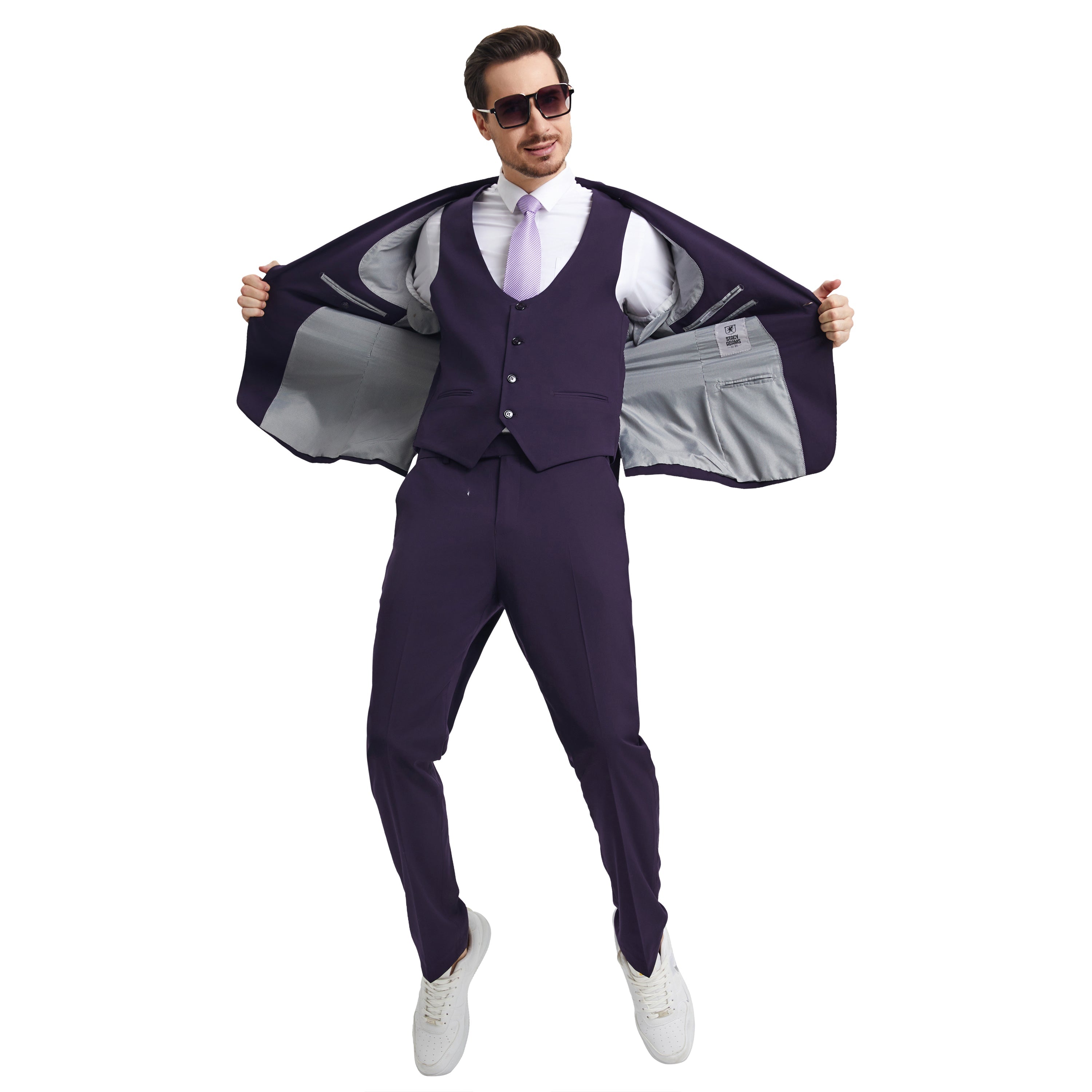 Men's Stacy Adams Hybrid-Fit 3pc Suit Set, Jacket Vest and Pants