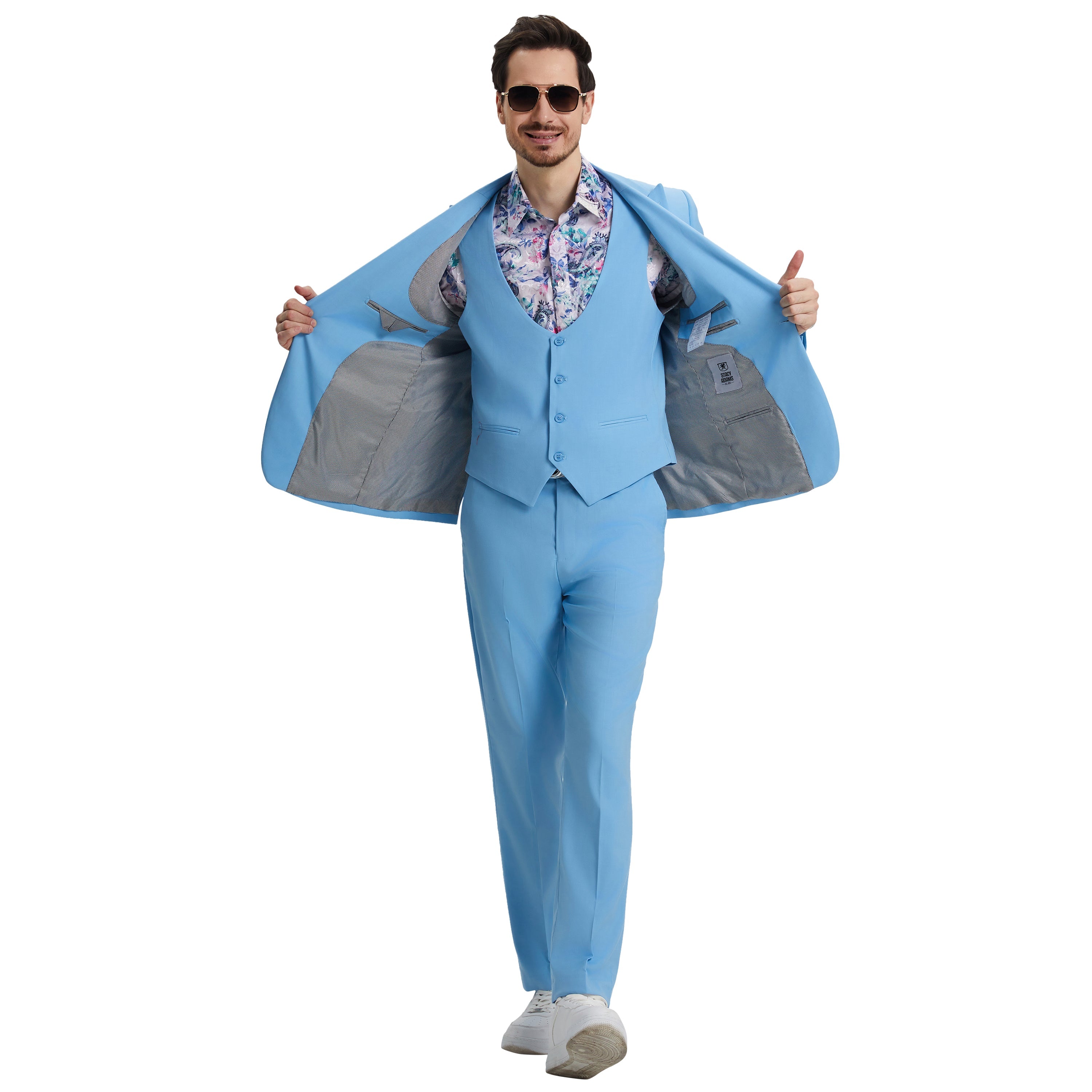 Men's Stacy Adams Hybrid-Fit 3pc Suit Set, Jacket Vest and Pants
