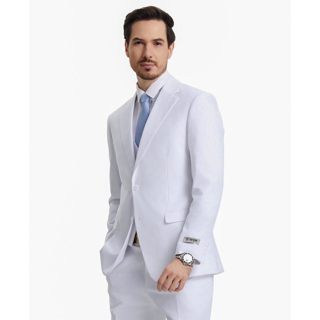 Men's Stacy Adams Hybrid-Fit 3pc Notch Lapel Suit Set, Jacket Vest and Pants